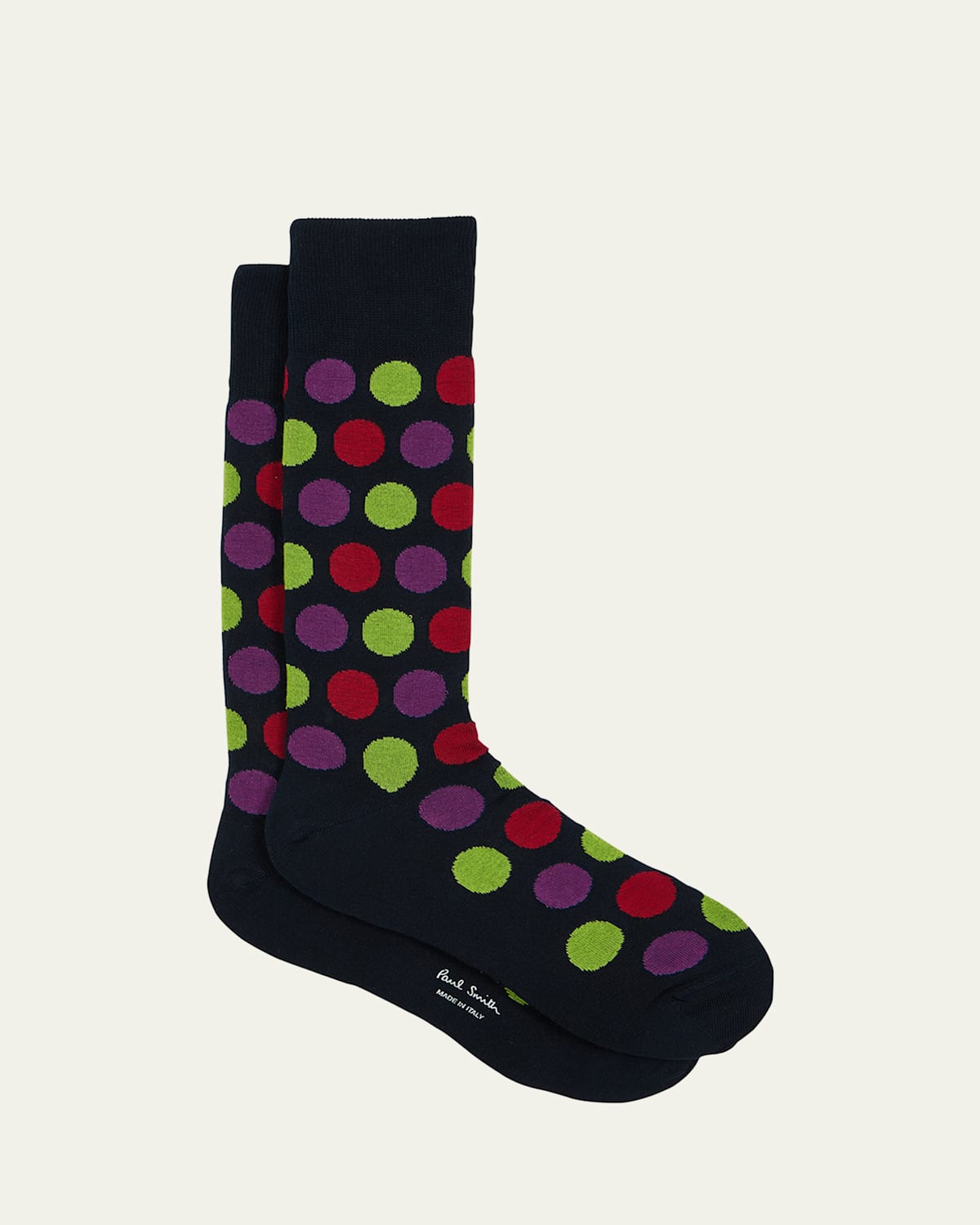 Paul Smith Men's Ilario Polka Dot Cotton-stretch Crew Socks In Petgreen