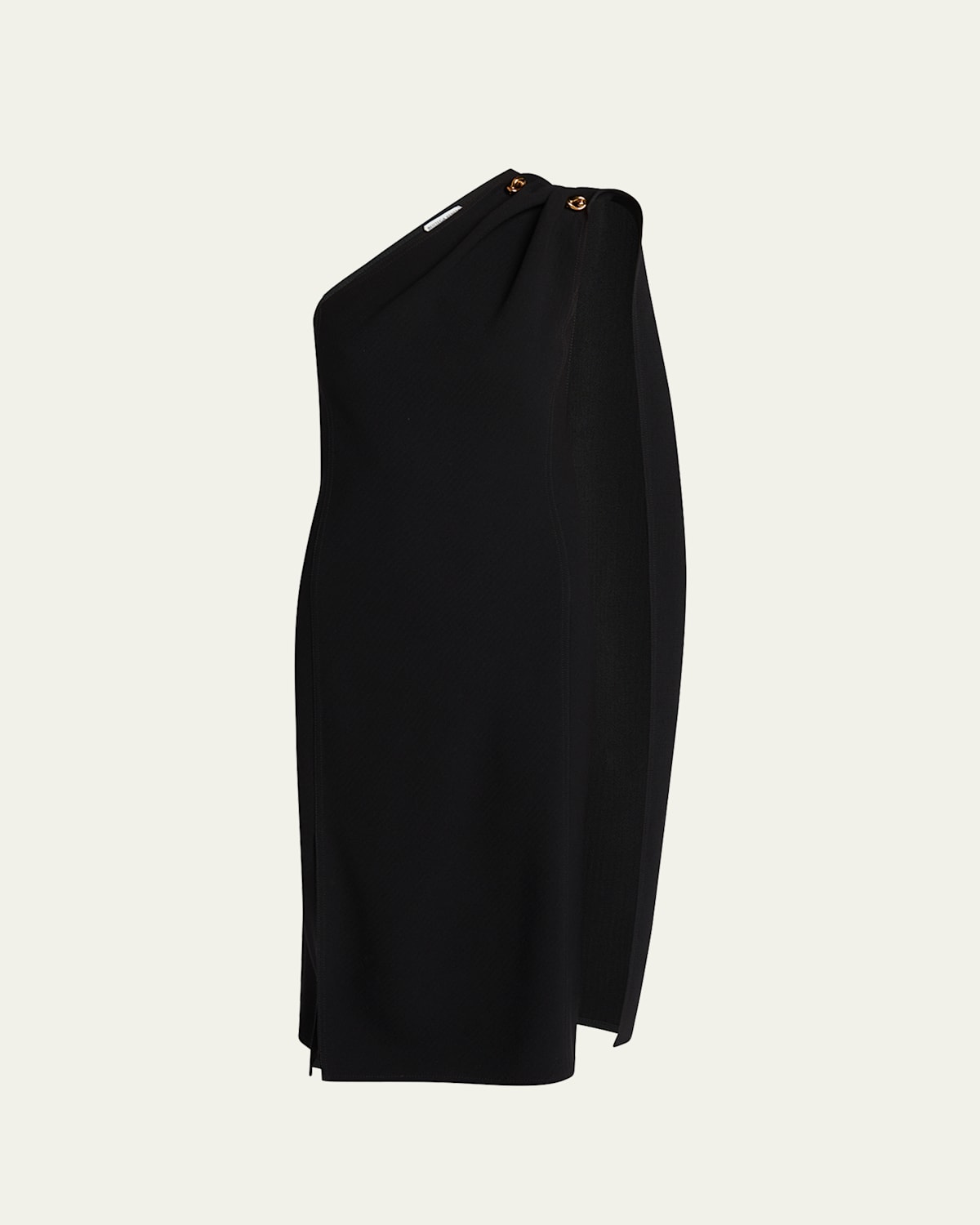 Bottega Veneta One-shoulder Drape Slit Dress In Nero