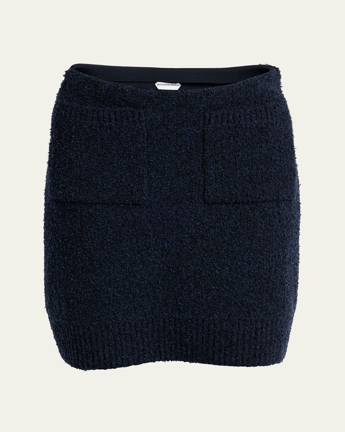 Bottega Veneta Front-pockets Boucle Mini Skirt In Blue