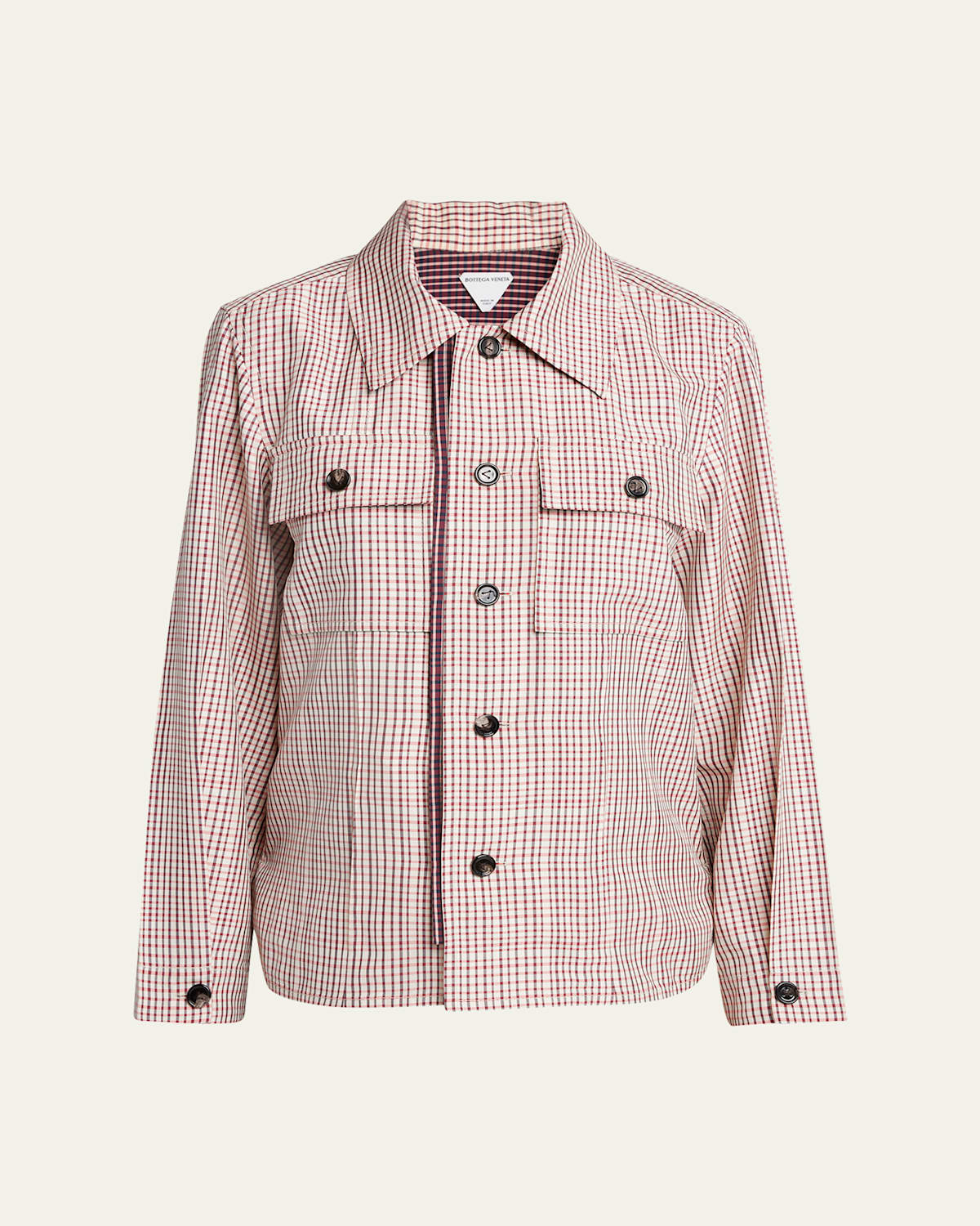 Bottega Veneta Check Long-sleeve Button-down Shirt In Multicolor