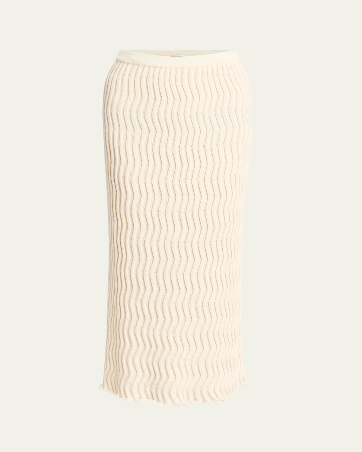 Bottega Veneta Ribbed Wool Midi Skirt In Hay