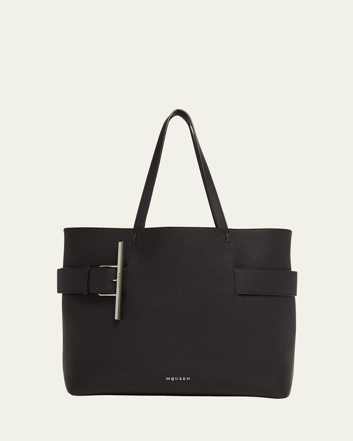 Shop Alexander Mcqueen T-bar Sling Shopper Tote Bag In Black