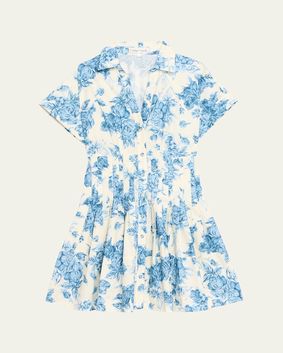Cara Cara Nash Printed Button-front Mini Dress In Tossed Floral Blue