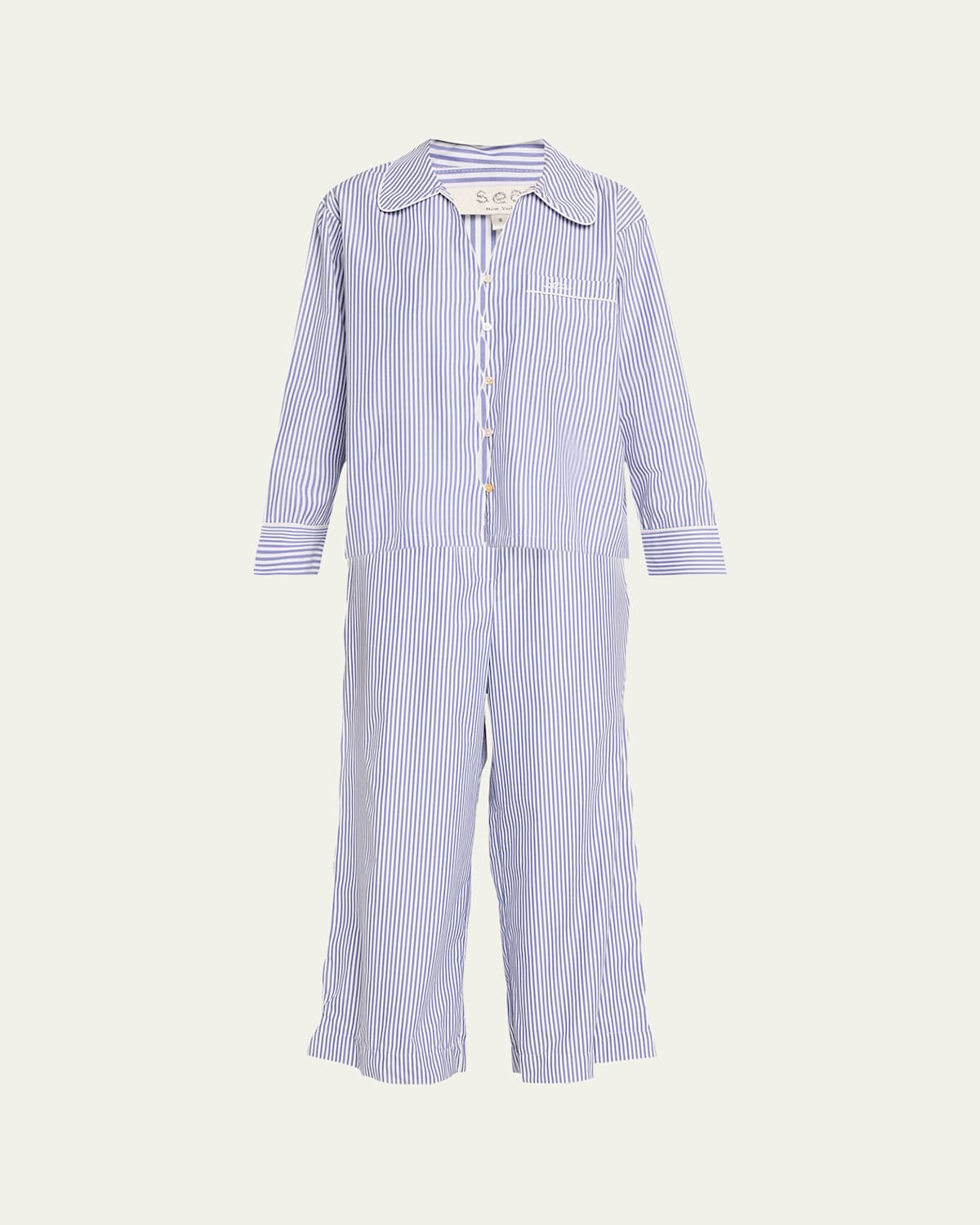 SEA FARRINGTON STRIPED BUTTON-DOWN PAJAMA SET 