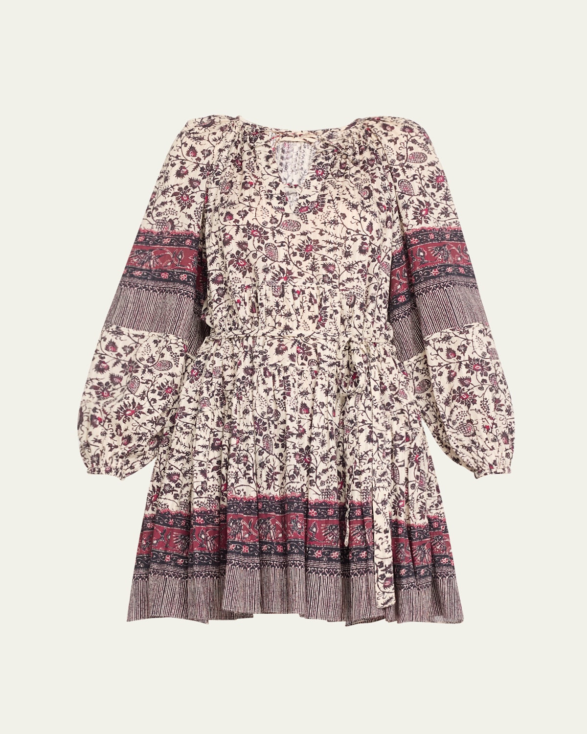 Shop Ulla Johnson Abri Floral Long-sleeve Mini Dress In Cosmos