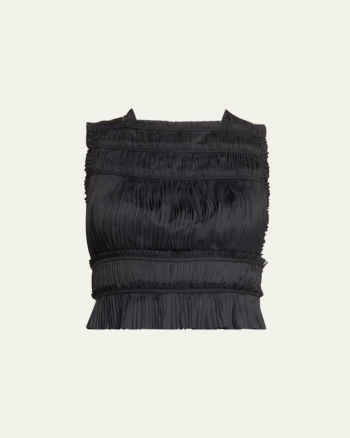 Ulla Johnson Ziva Pleated Crop Top In Noir