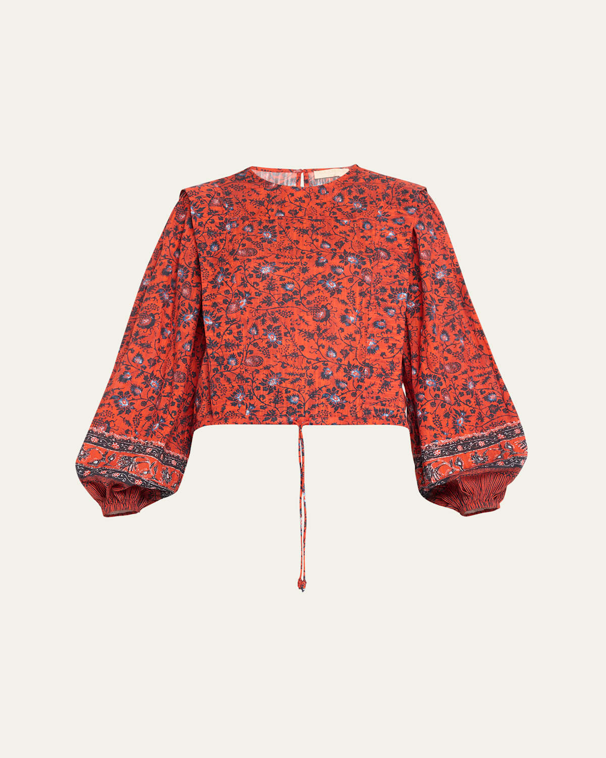 Ulla Johnson Prisha Floral Long-sleeve Blouse In Poppy