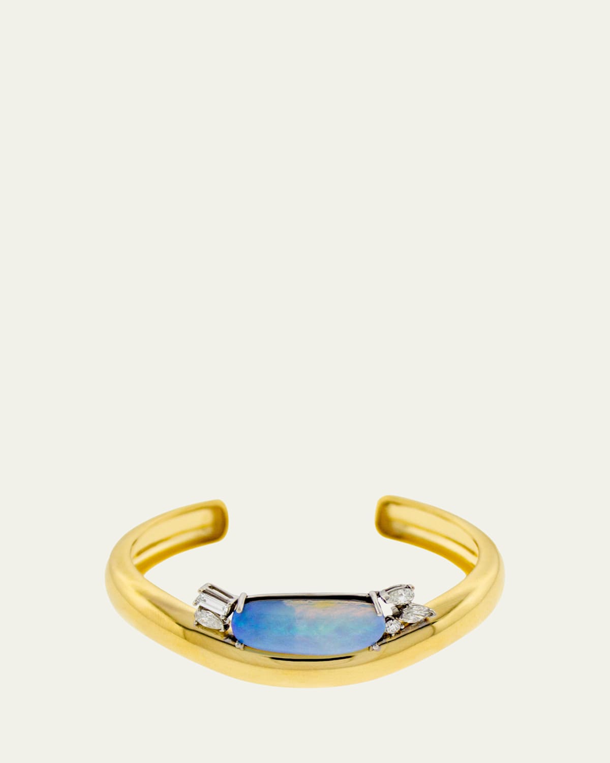 18K Gold Signature Cuff Bracelet with Boulder Opal and Diamonds