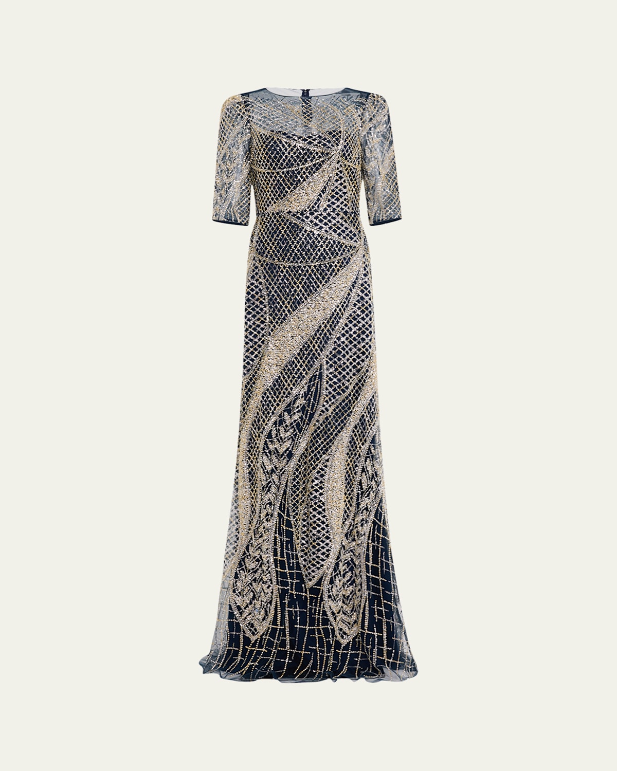 Art Deco Bead & Sequin Tulle Gown