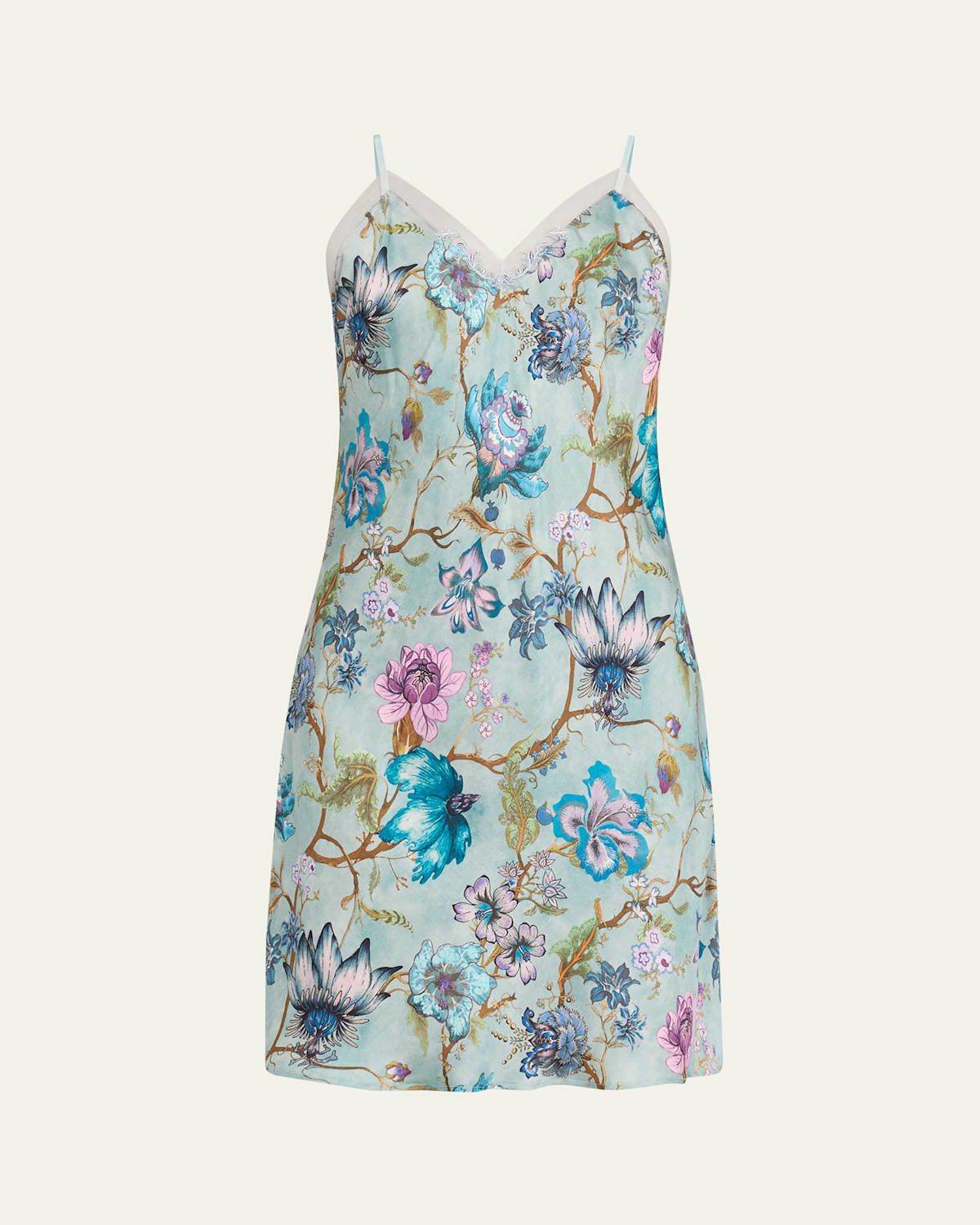 Reve En Fleurs Floral-Print Satin Nightie