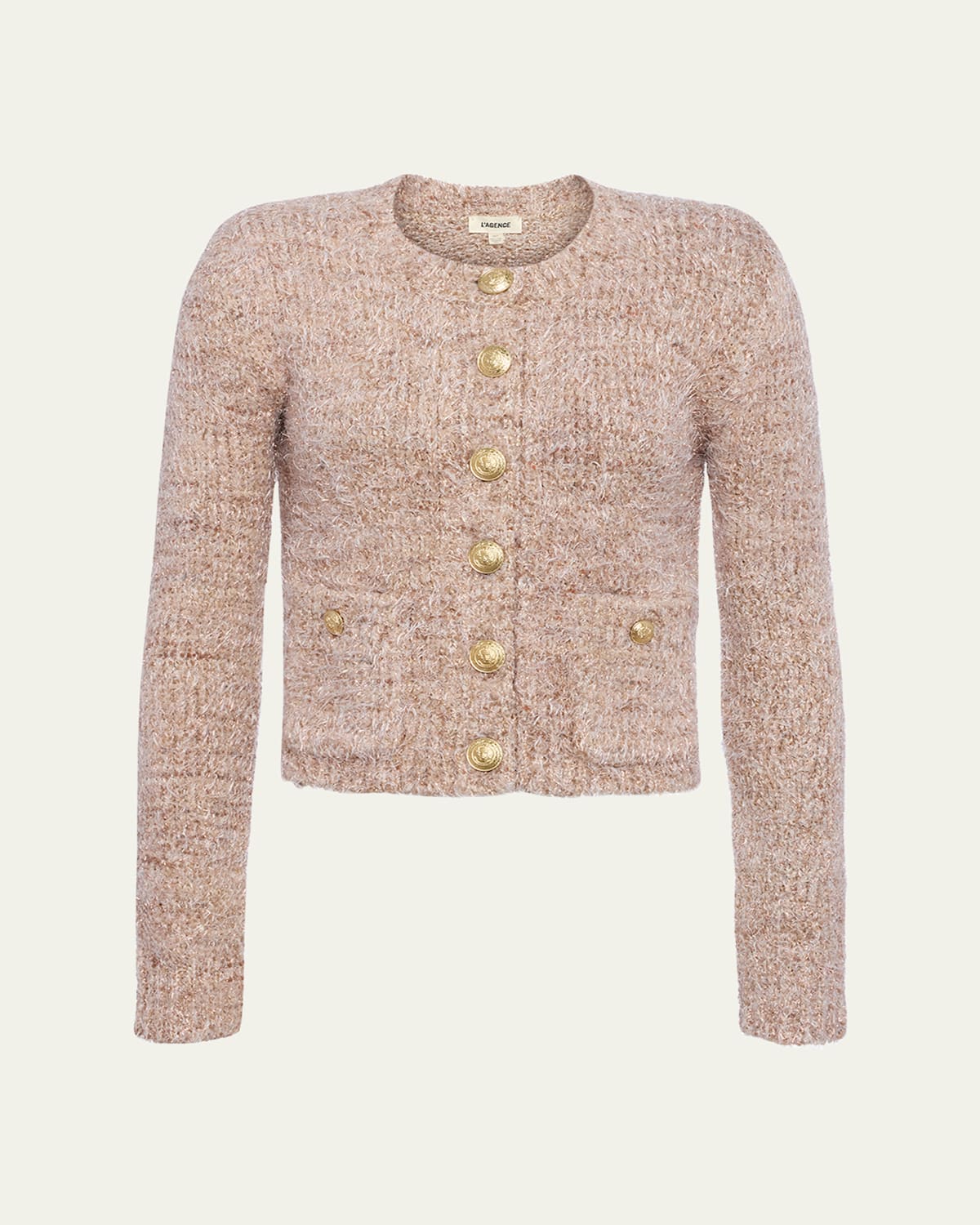 Shop L Agence Una Knit Cardigan In Dusty Pink Multi