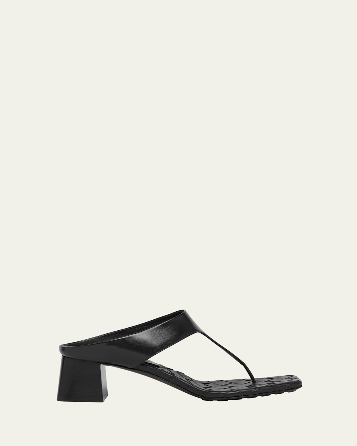 Bottega Veneta Bordeaux Thong Sandals With Kitten Heel And Sole With Intrecciato Motif In Leather Woman In Black