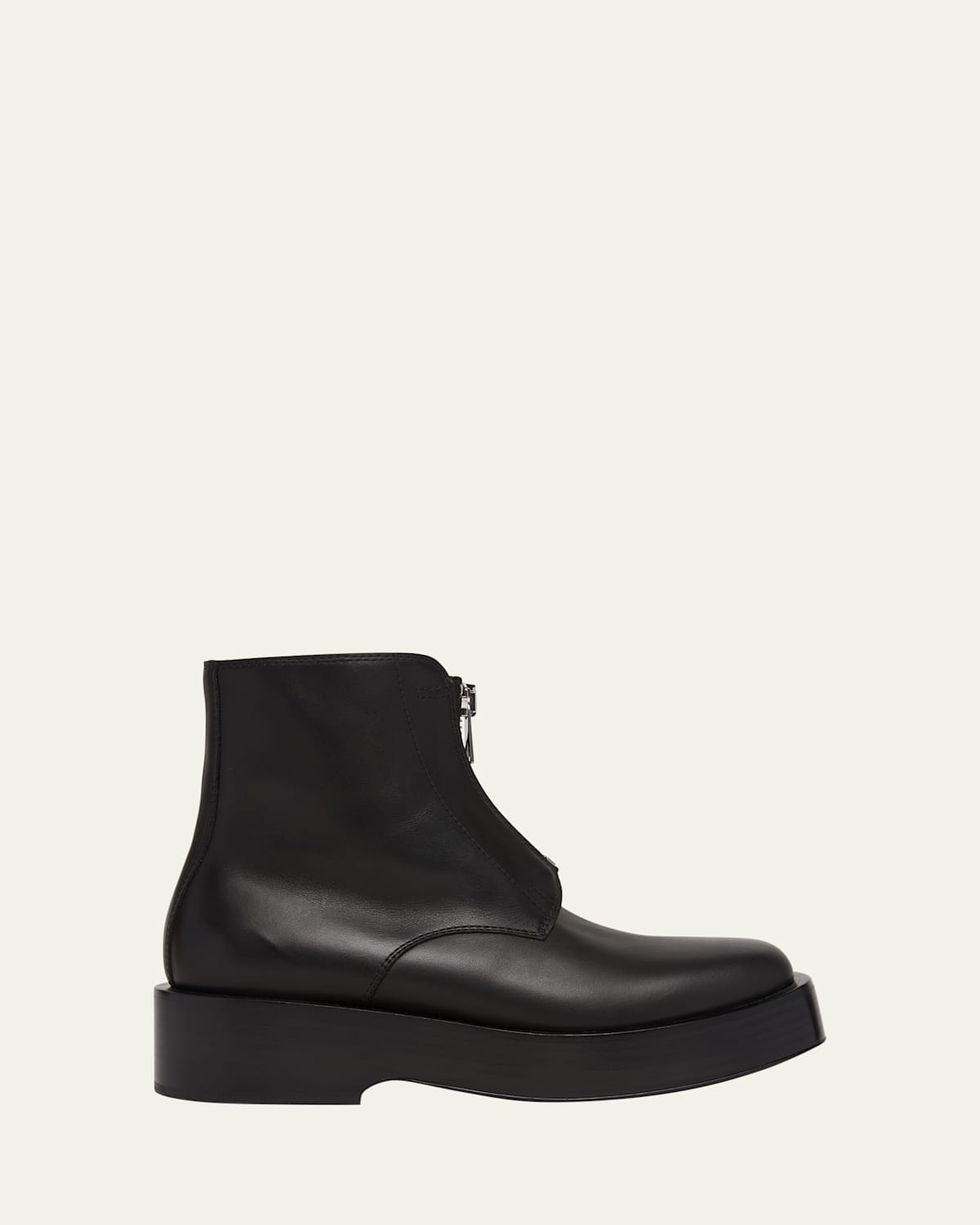 Bottega Veneta Torino Leather Front-zip Ankle Boots In Black