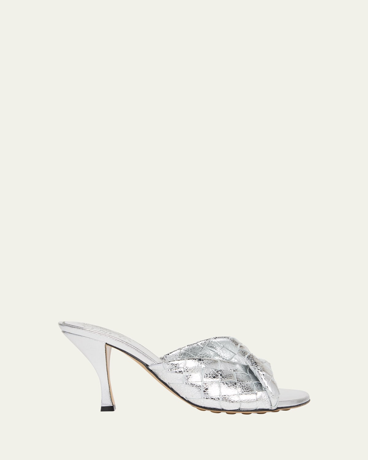 Bottega Veneta Blink Metallic Napa Sandals In Silver