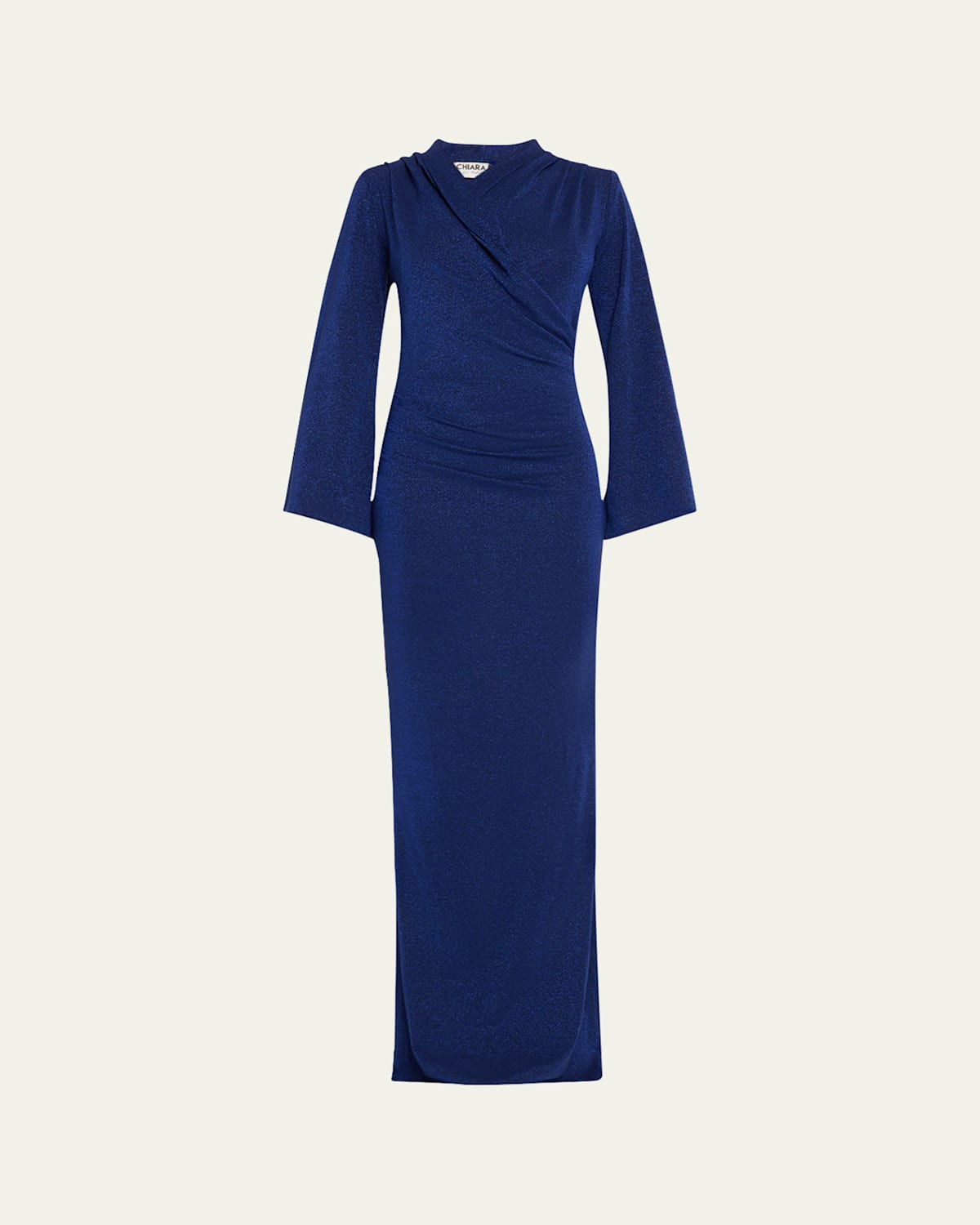 Stena Shimmer Draped Column Gown