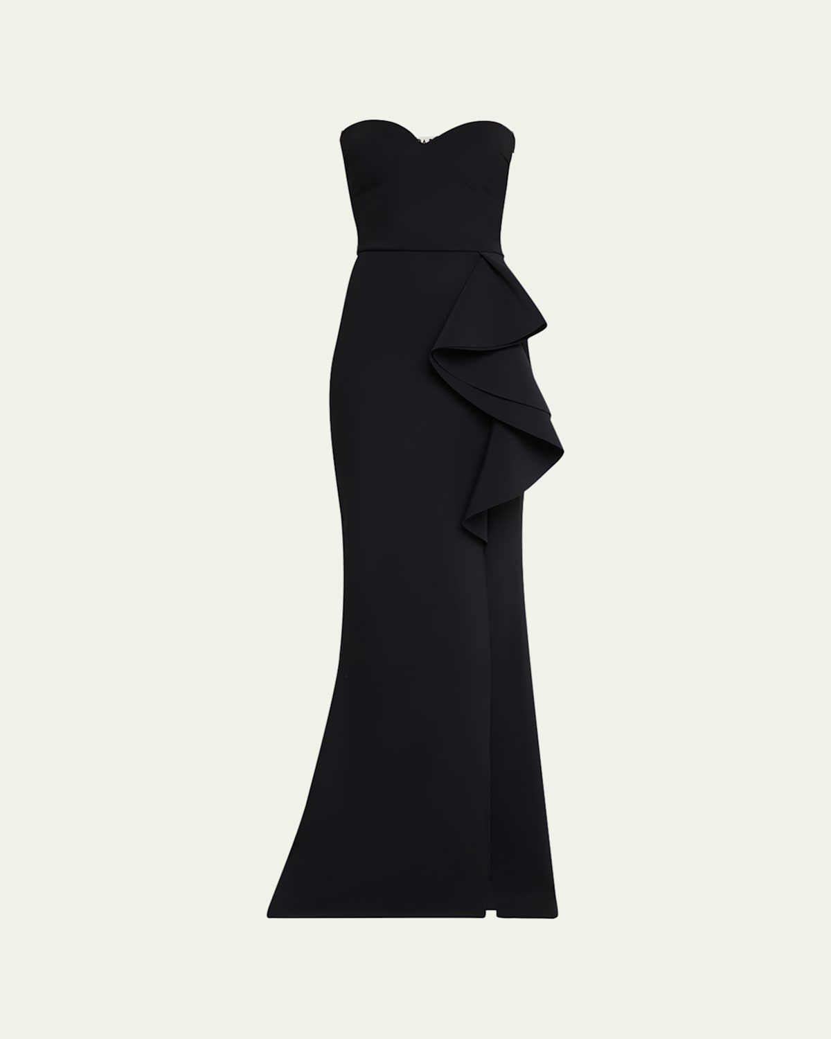 Shop Chiara Boni La Petite Robe Strapless Ruffle Column Gown In Black
