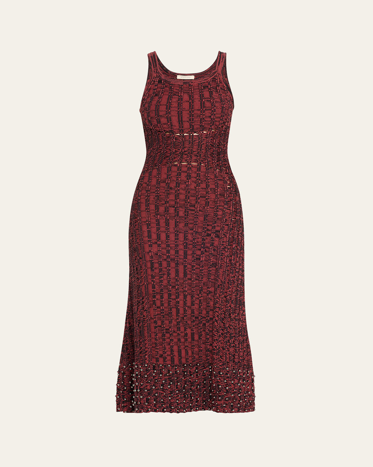 Shop Diotima Samedi Rib Two-tone Studded Dress In Paprika-black