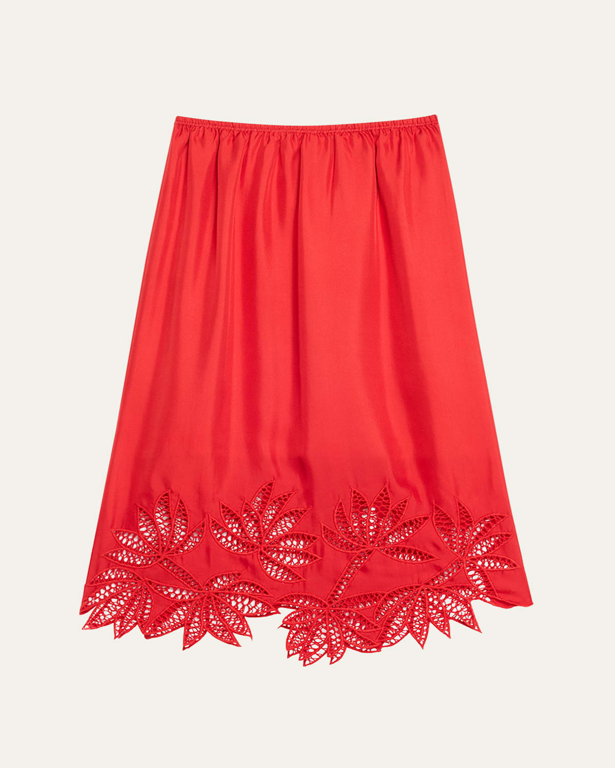 Coverley Floral Cutout Silk Twill Midi Skirt