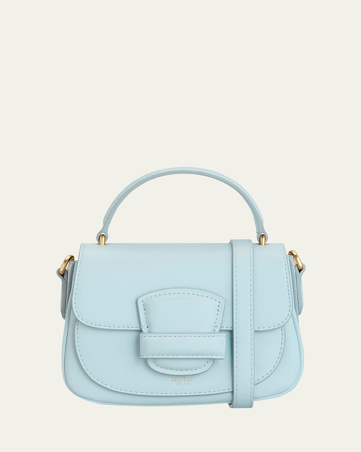 Oroton Carter Mini Flap Leather Shoulder Bag In Blue
