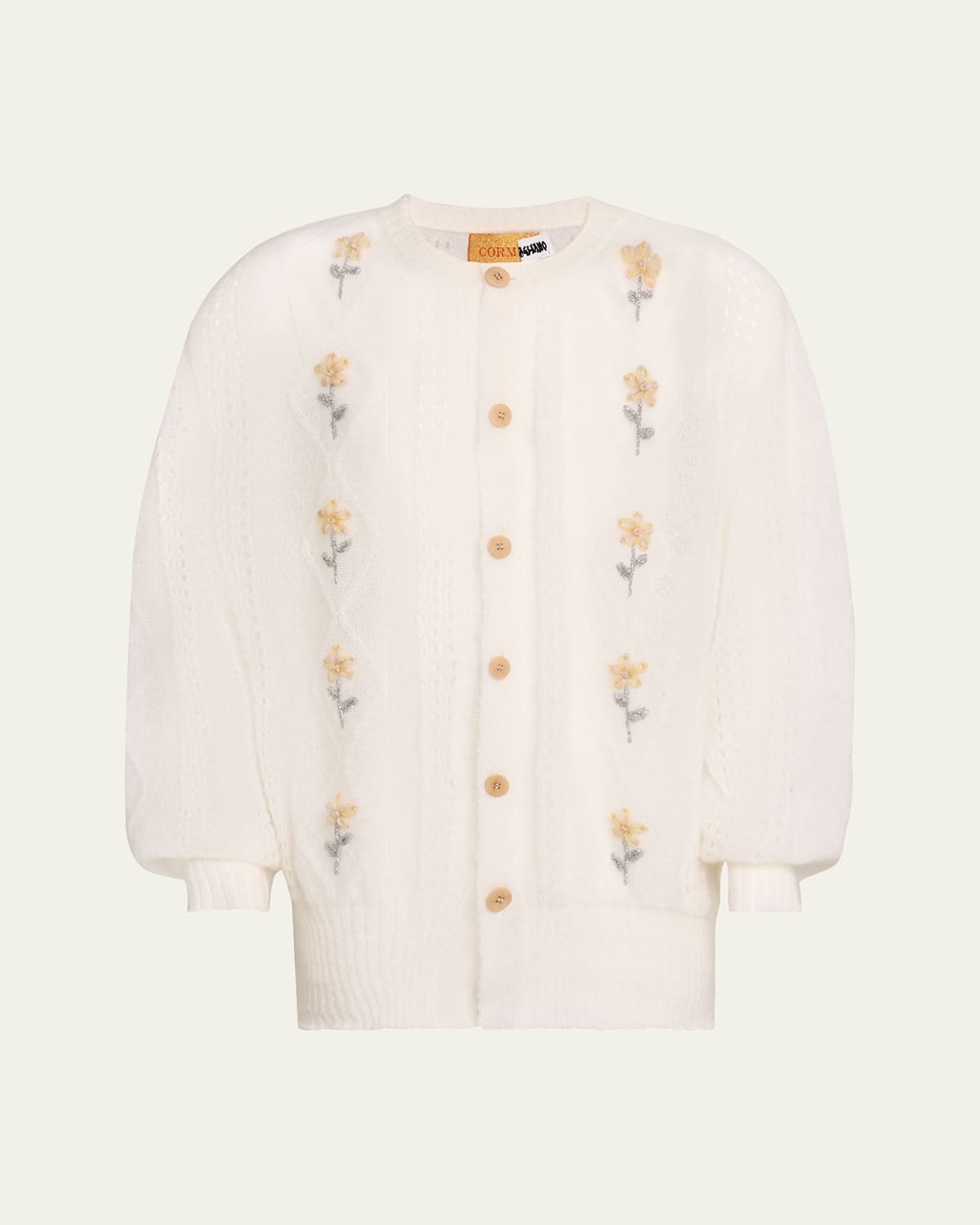 Men's Floral Embroidered Knit Cardigan