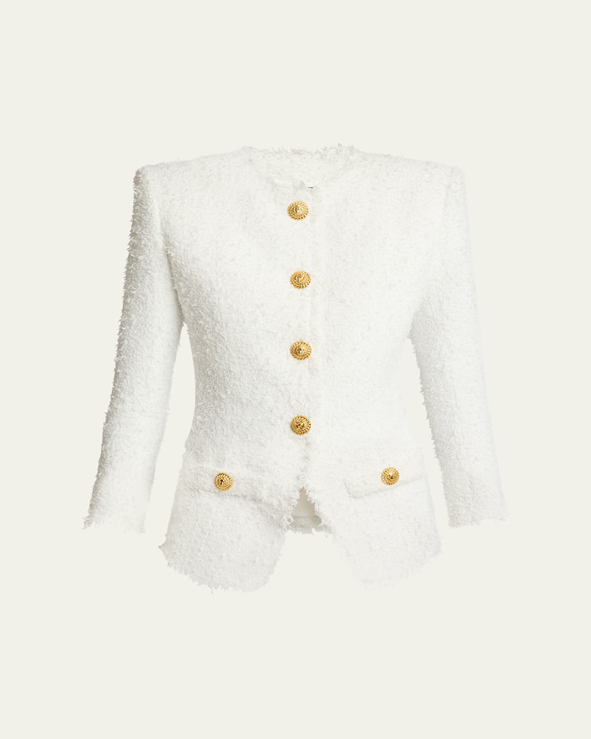 Balmain White Structured Blazer With Buttons And Pockets In White