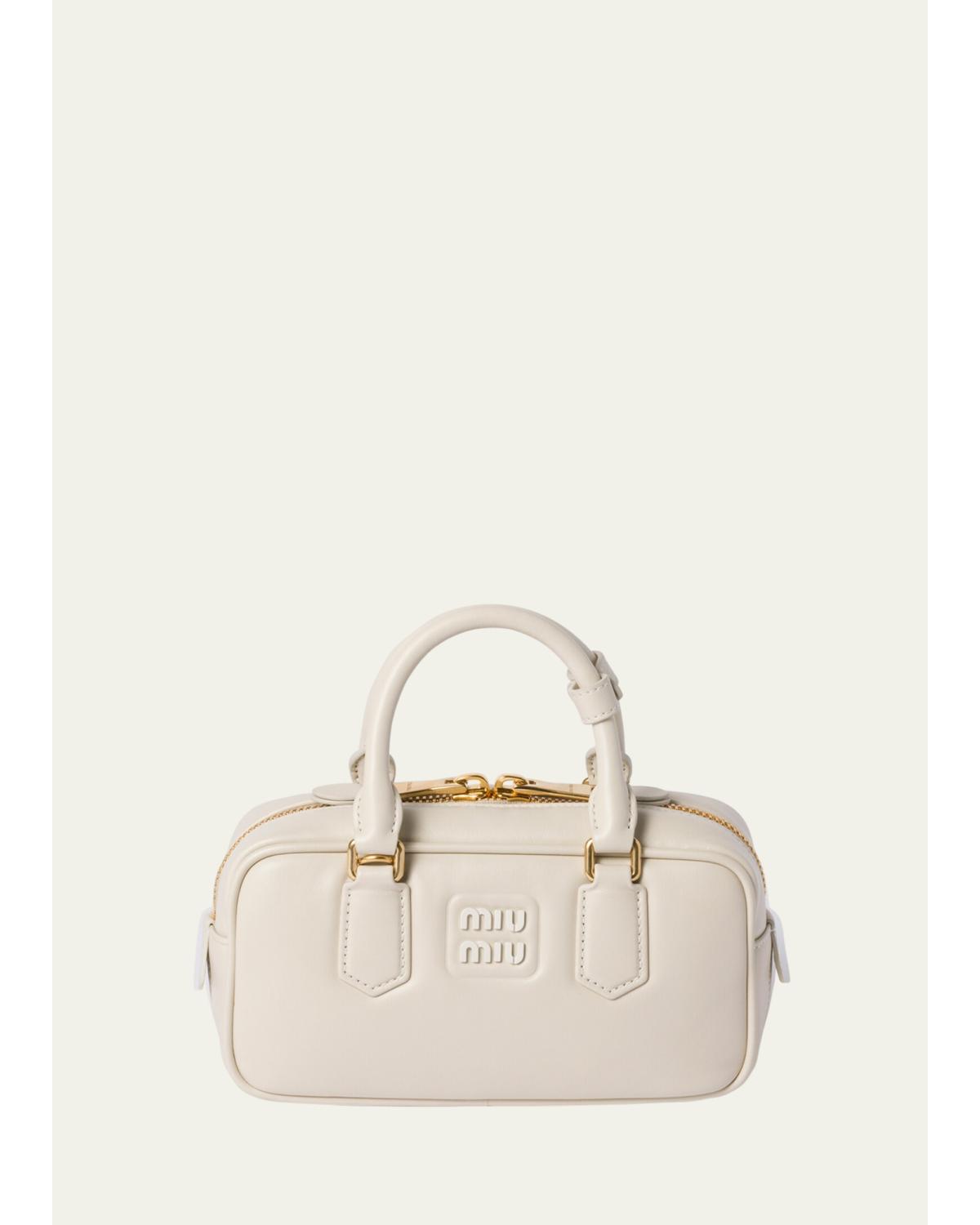 Zip Calf Leather Top-Handle Bag