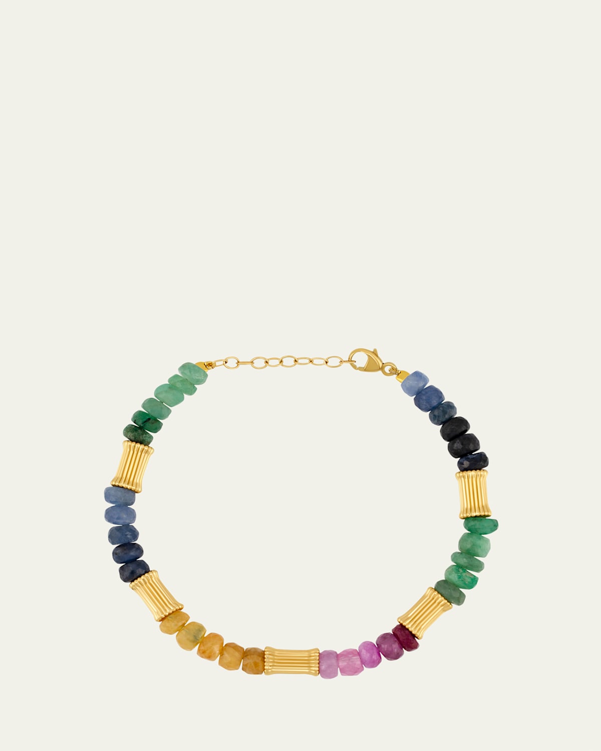 Jumbo Rainbow Sapphire and Gold Beaded Bracelet