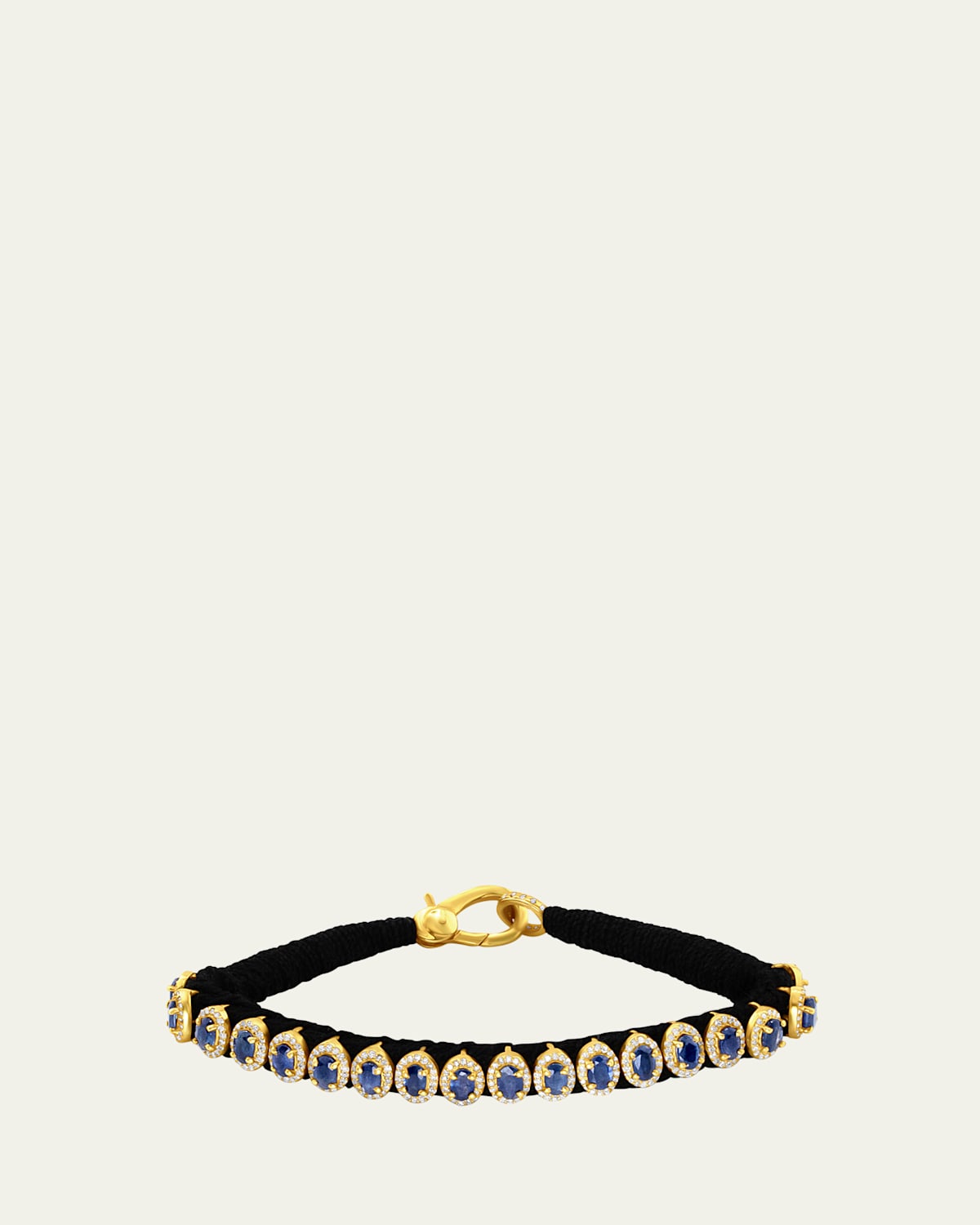 Blue Sapphire and Diamond Halo Bracelet in 14K Gold