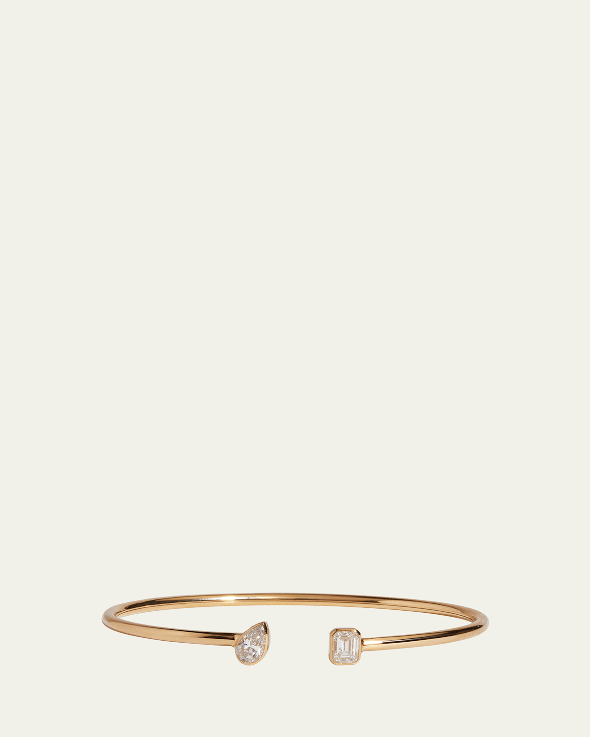 Flexible 14K Yellow Gold Two-Stone Lab Diamond Cuff Bracelet