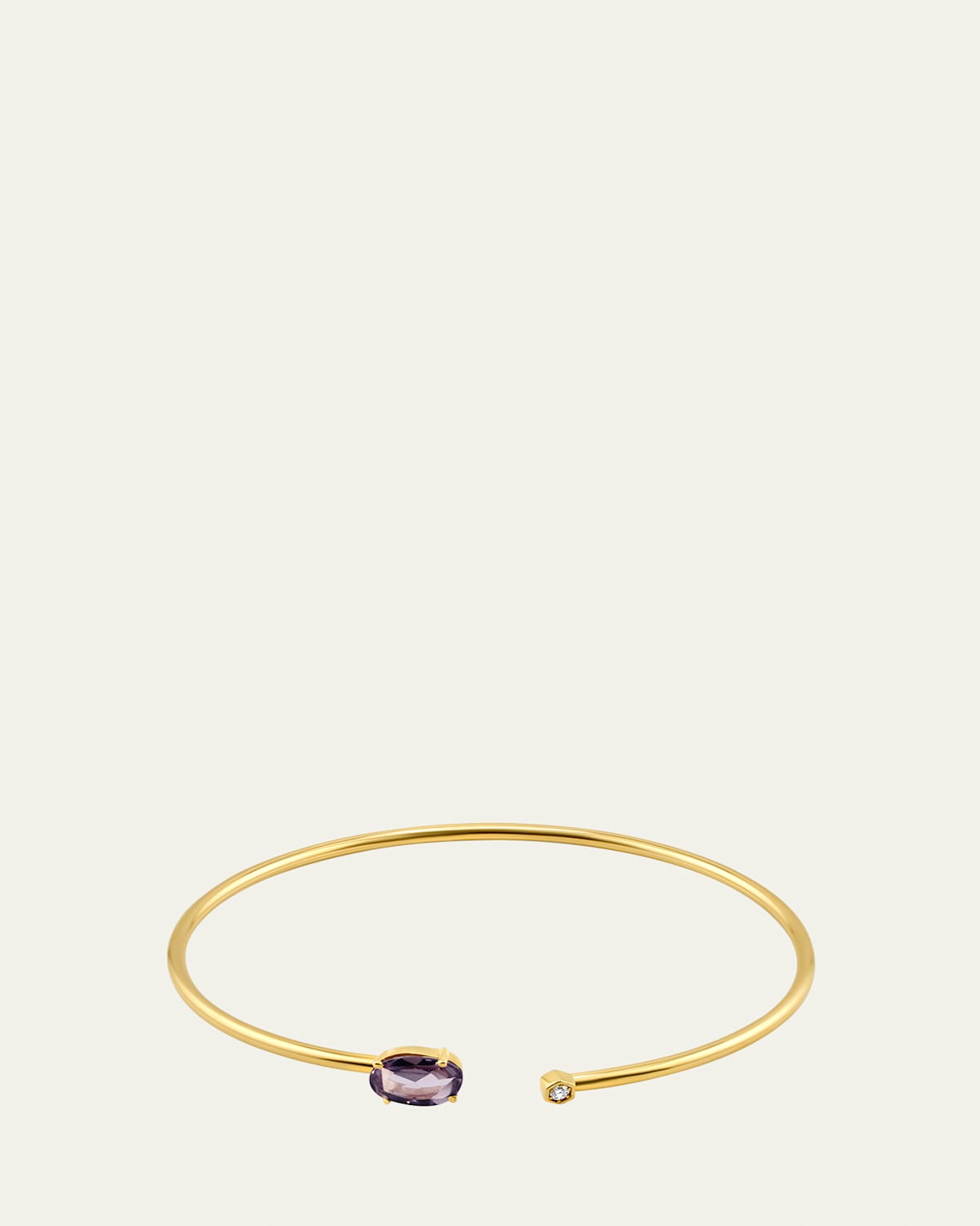 14K Yellow Gold Diamond and Purple Sapphire Bendable Cuff Bracelet