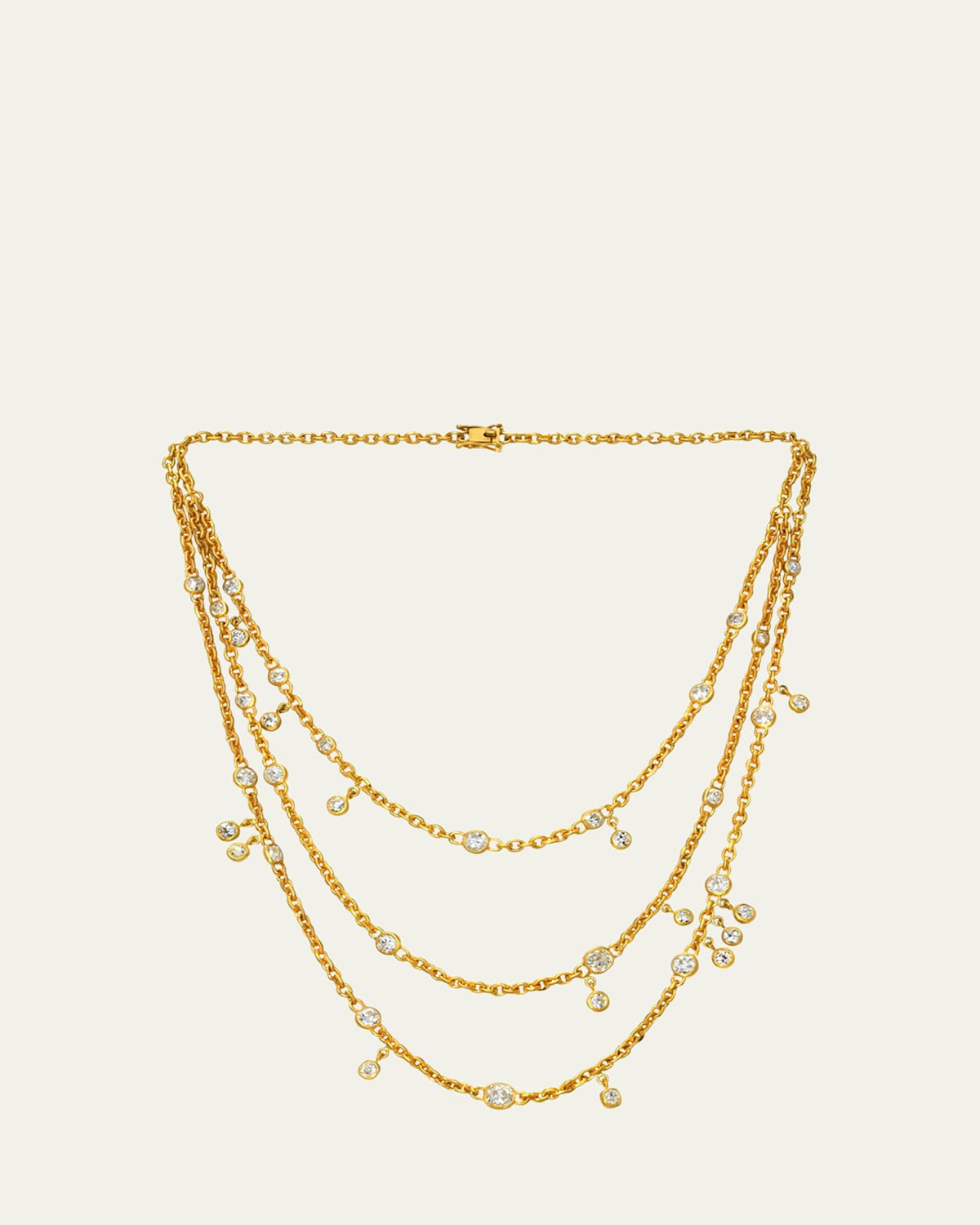 18K Yellow Gold Draped Diamond Fairy Chain Necklace