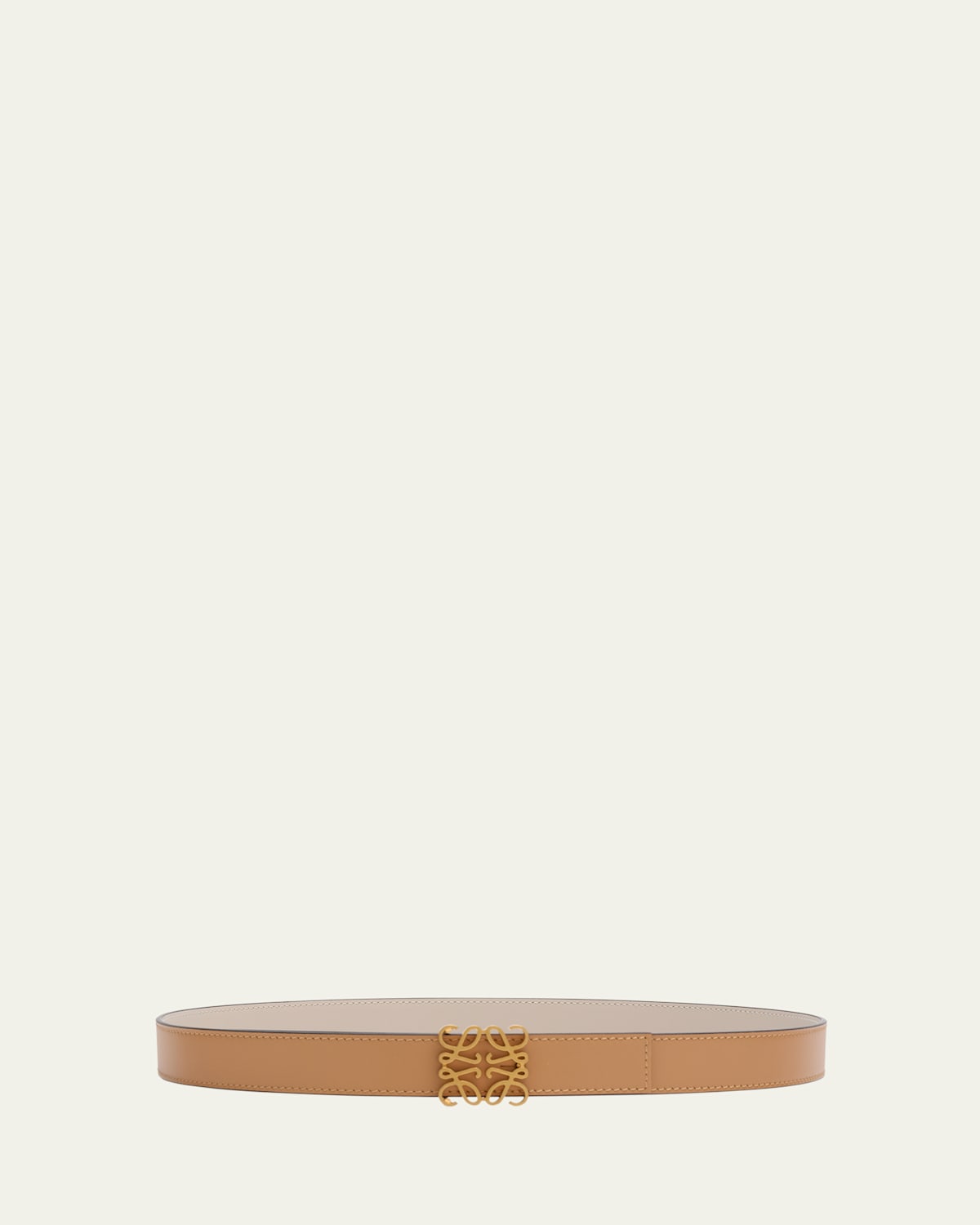 Loewe Anagram Reversible Leather Belt In Warm Desert/light Oat/bronze