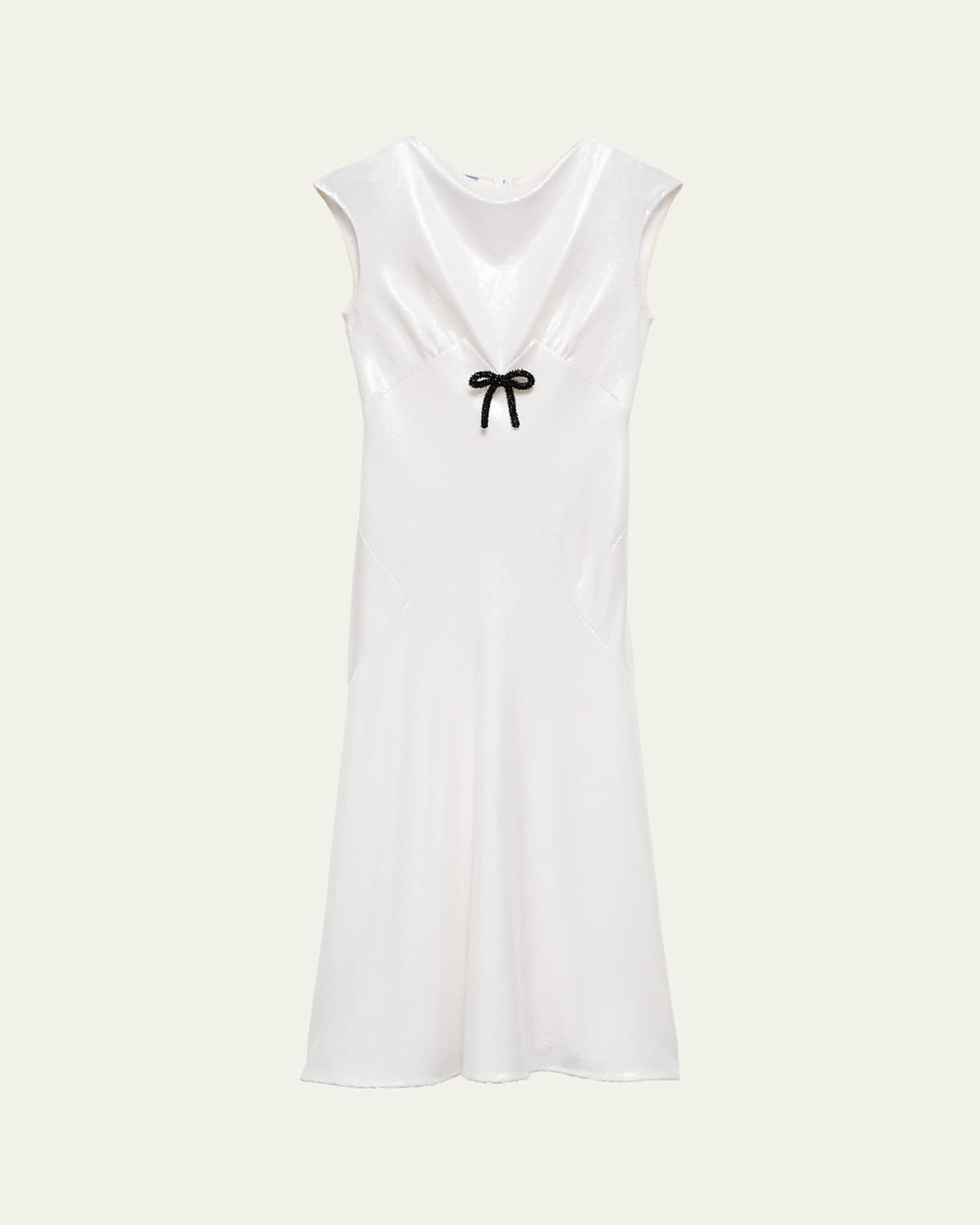 Prada Sequined Satin Jersey Dress In Bianco