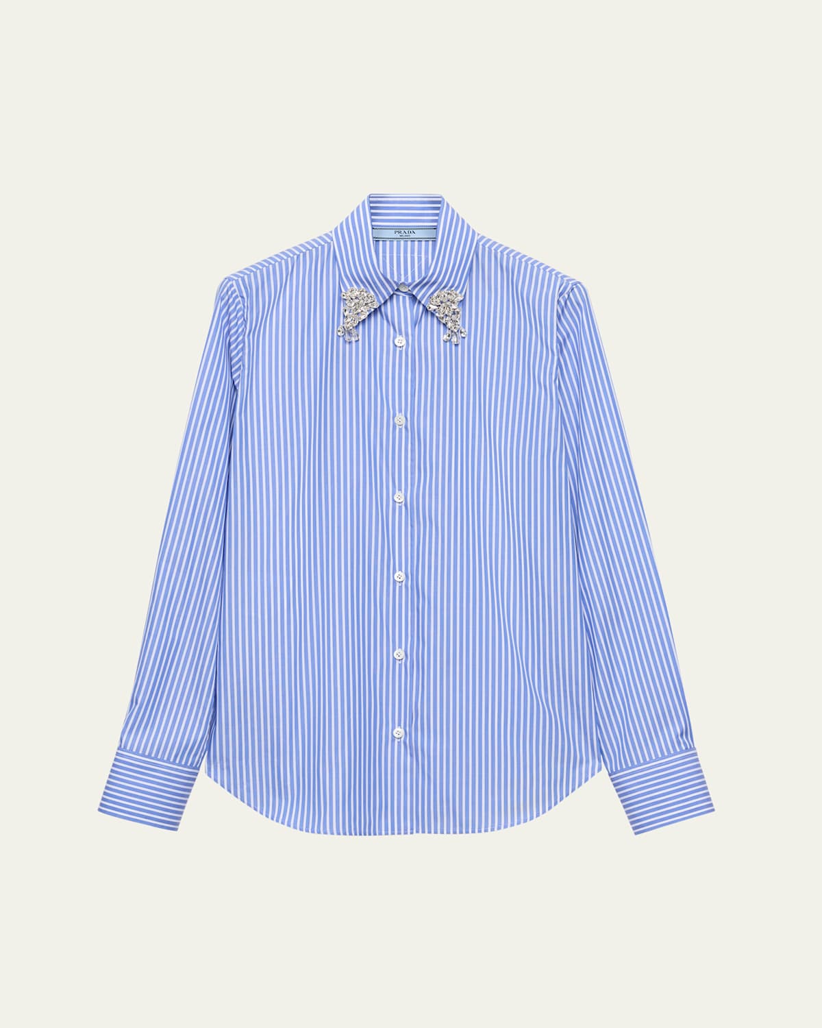 PRADA CRYSTAL STRIPE POPLIN SHIRT