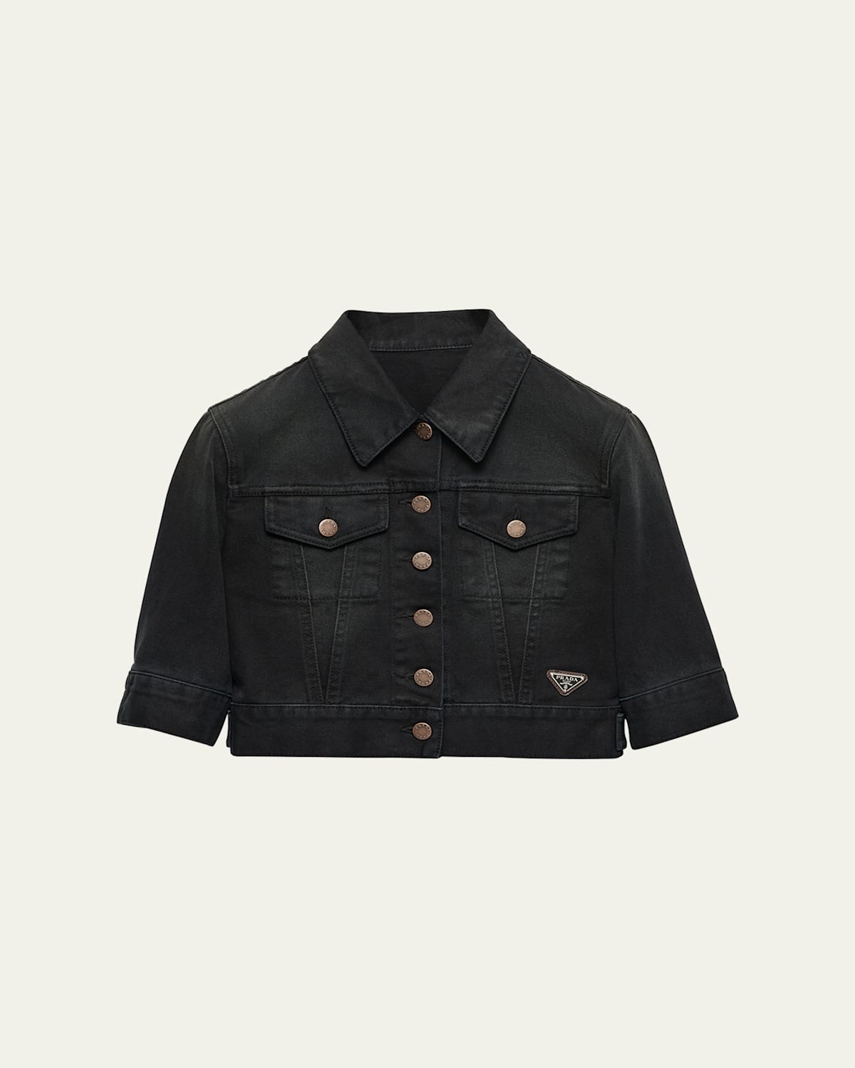 Prada Triangle-logo Denim Jacket In F0557 Black