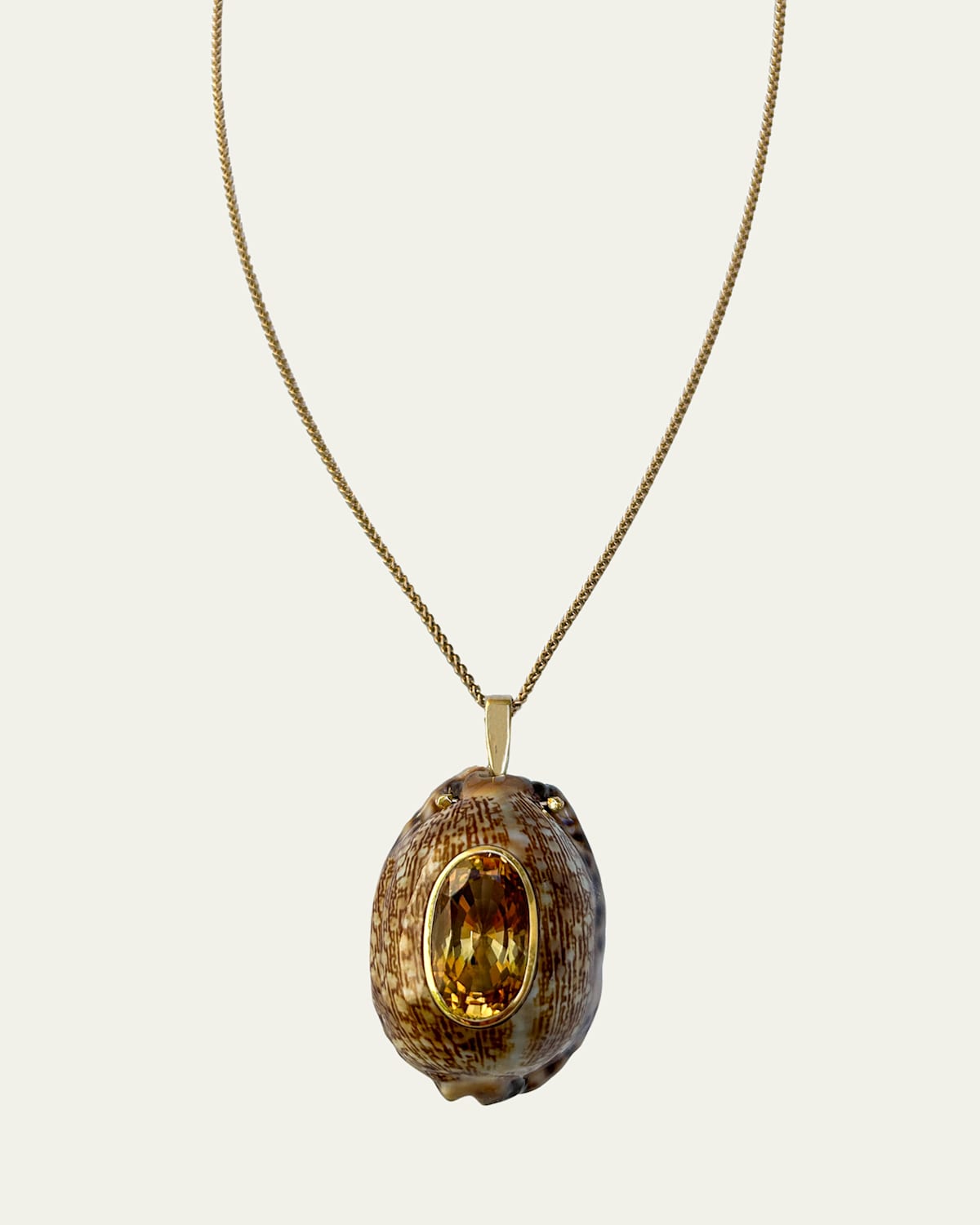 14K Yellow Gold Shell and Citrine Necklace