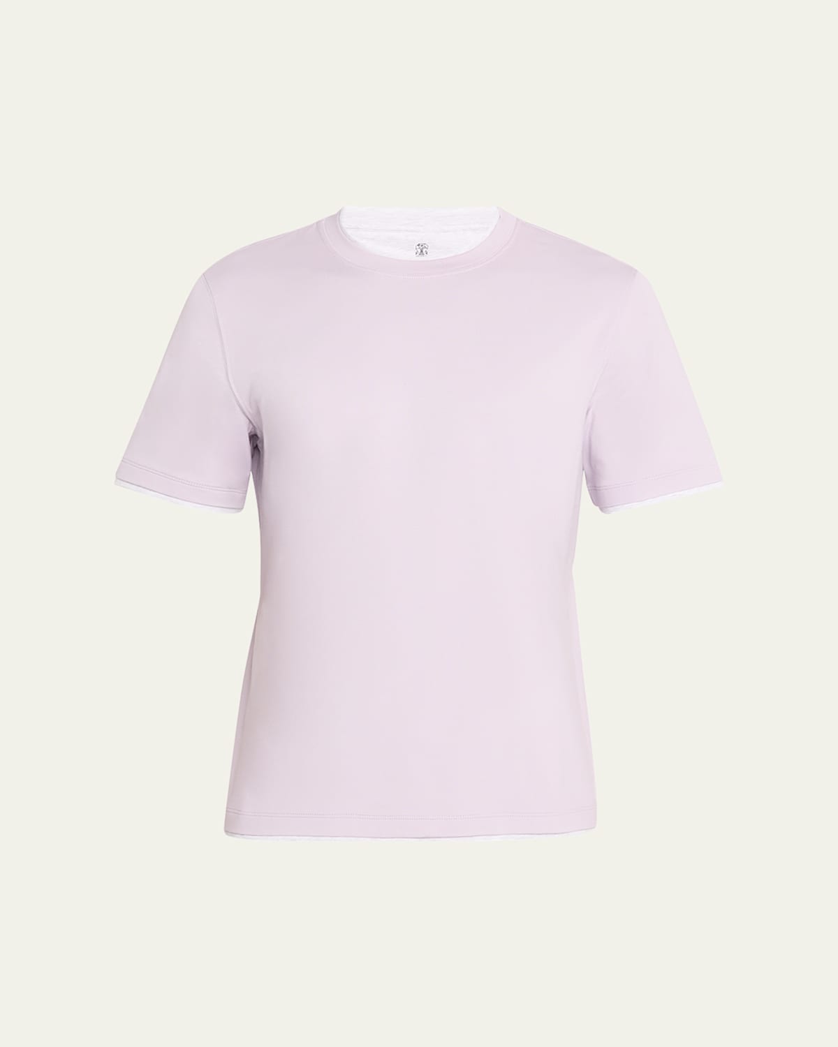 Brunello Cucinelli Men's Crewneck T-shirt With Tipping In Lavender Pearl
