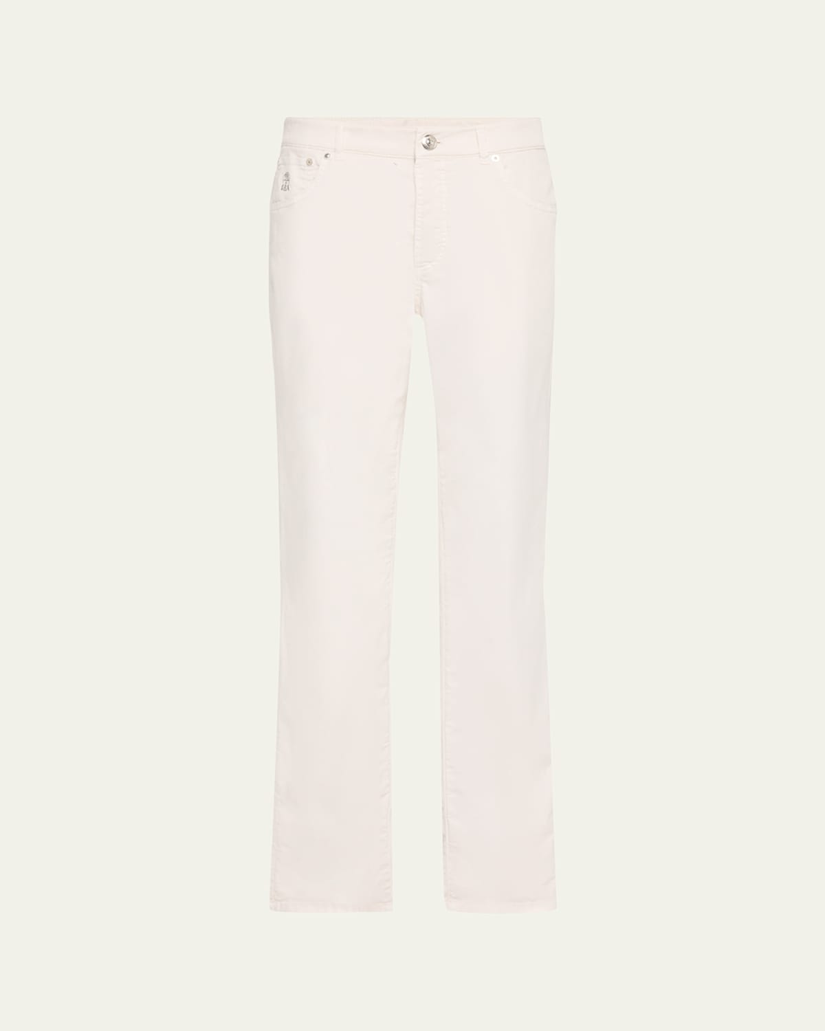Brunello Cucinelli Men's Slim Five-pocket Pants In English White