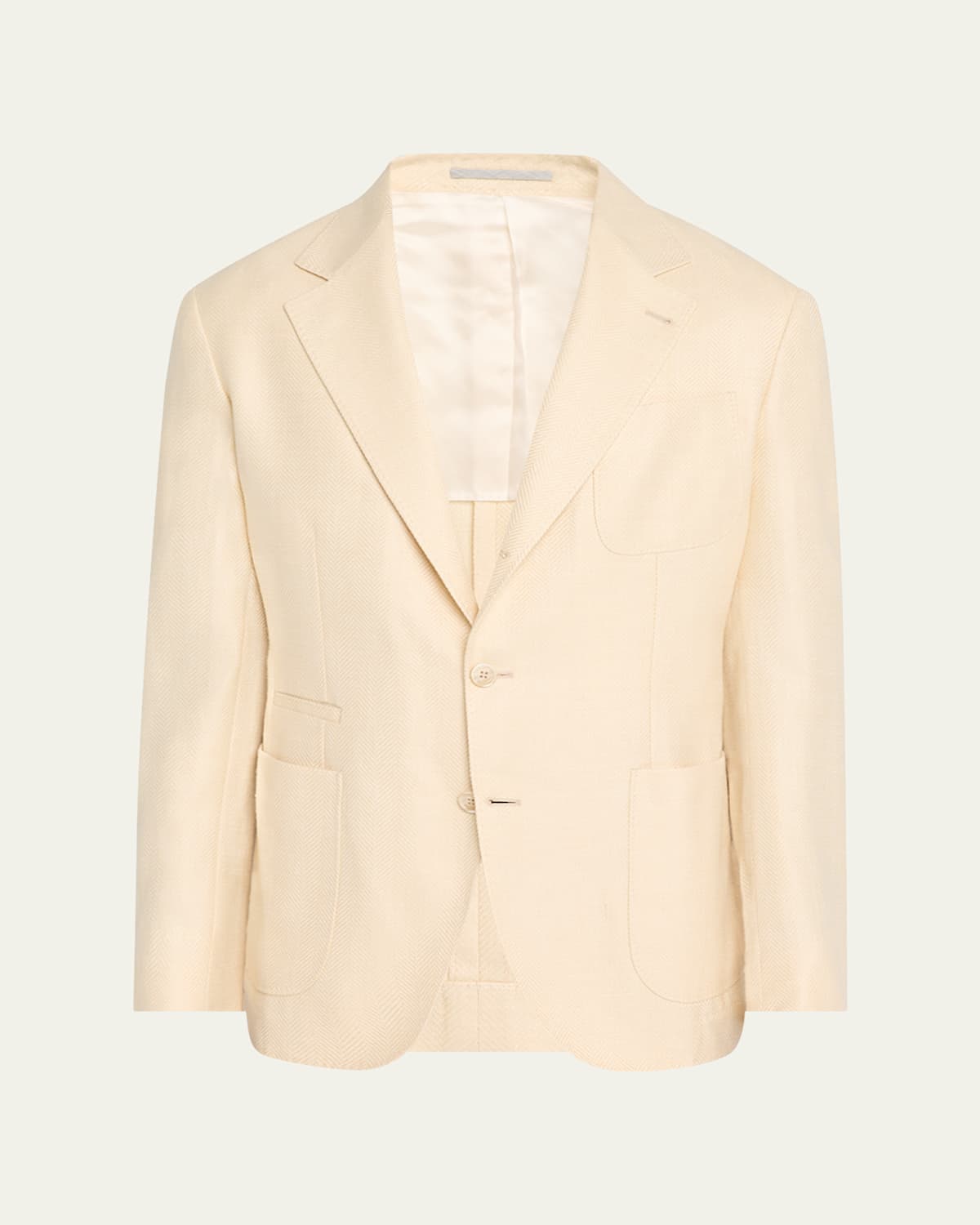 Brunello Cucinelli Men's Resca Textured Solid Sport Coat In Cream