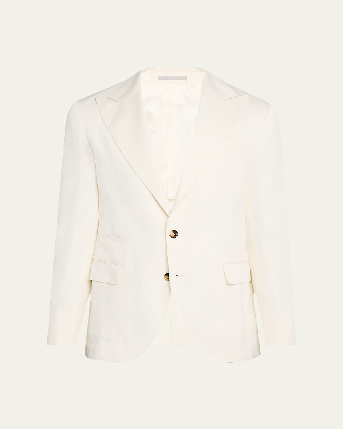 Brunello Cucinelli Men's Silk And Linen Gabardine Sport Coat In Off White