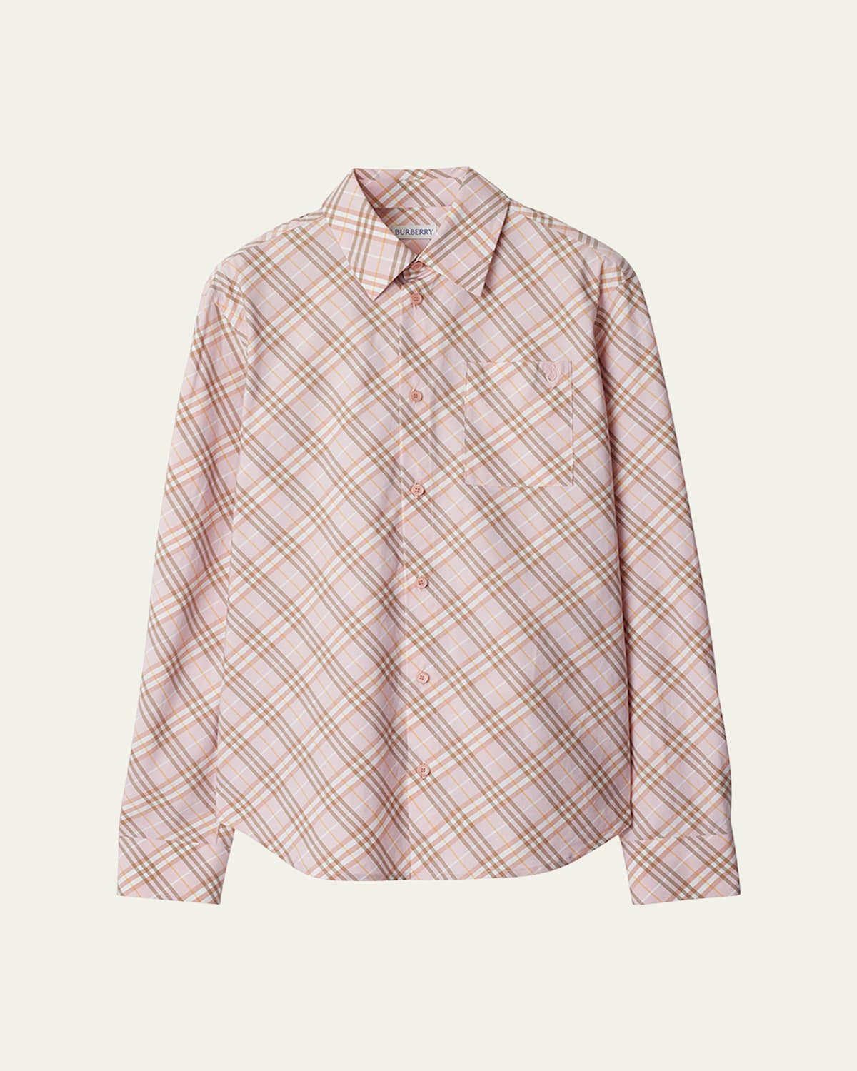 BURBERRY CHECK COTTON BUTTON-DOWN SHIRT 