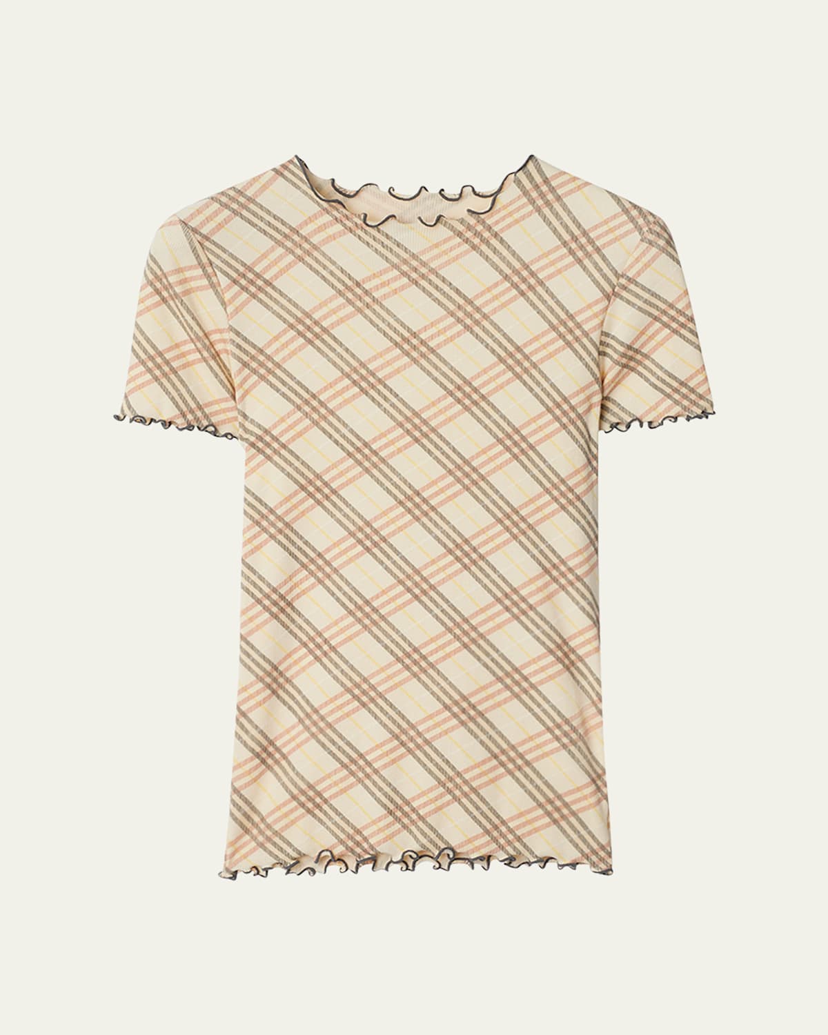 Burberry Check Pattern Crewneck T-shirt In Teacup Ip Check