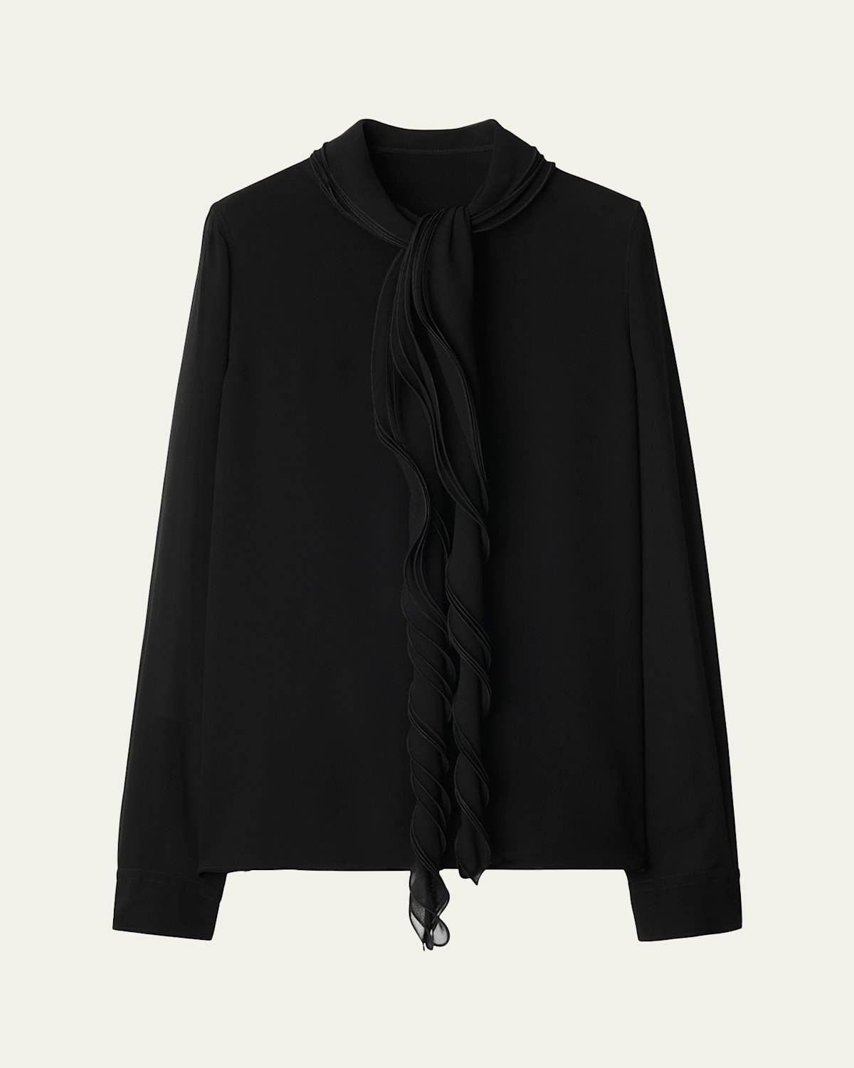 Ruffled Long Sleeve Silk Blouse