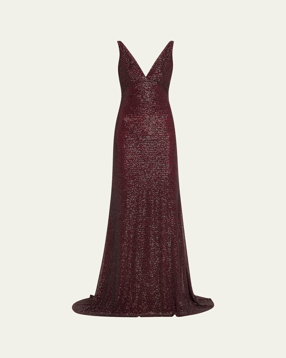 Bead Sequined V-Neck Cowl Back Gown