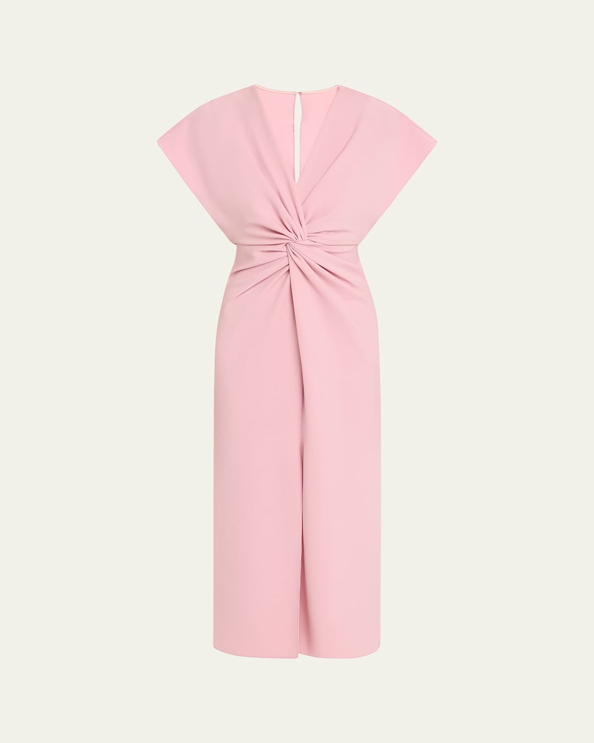 Front Twist V-Neck Midi Dress