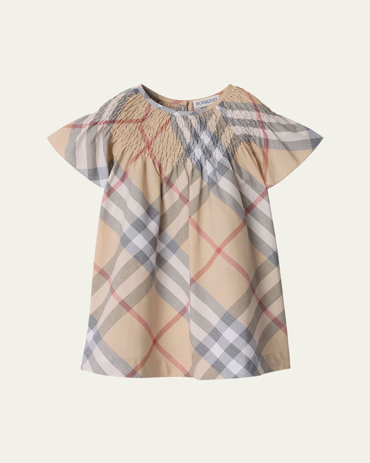 Burberry Beige Top For Girl With Vintage Check In Pale Stone Ip Check