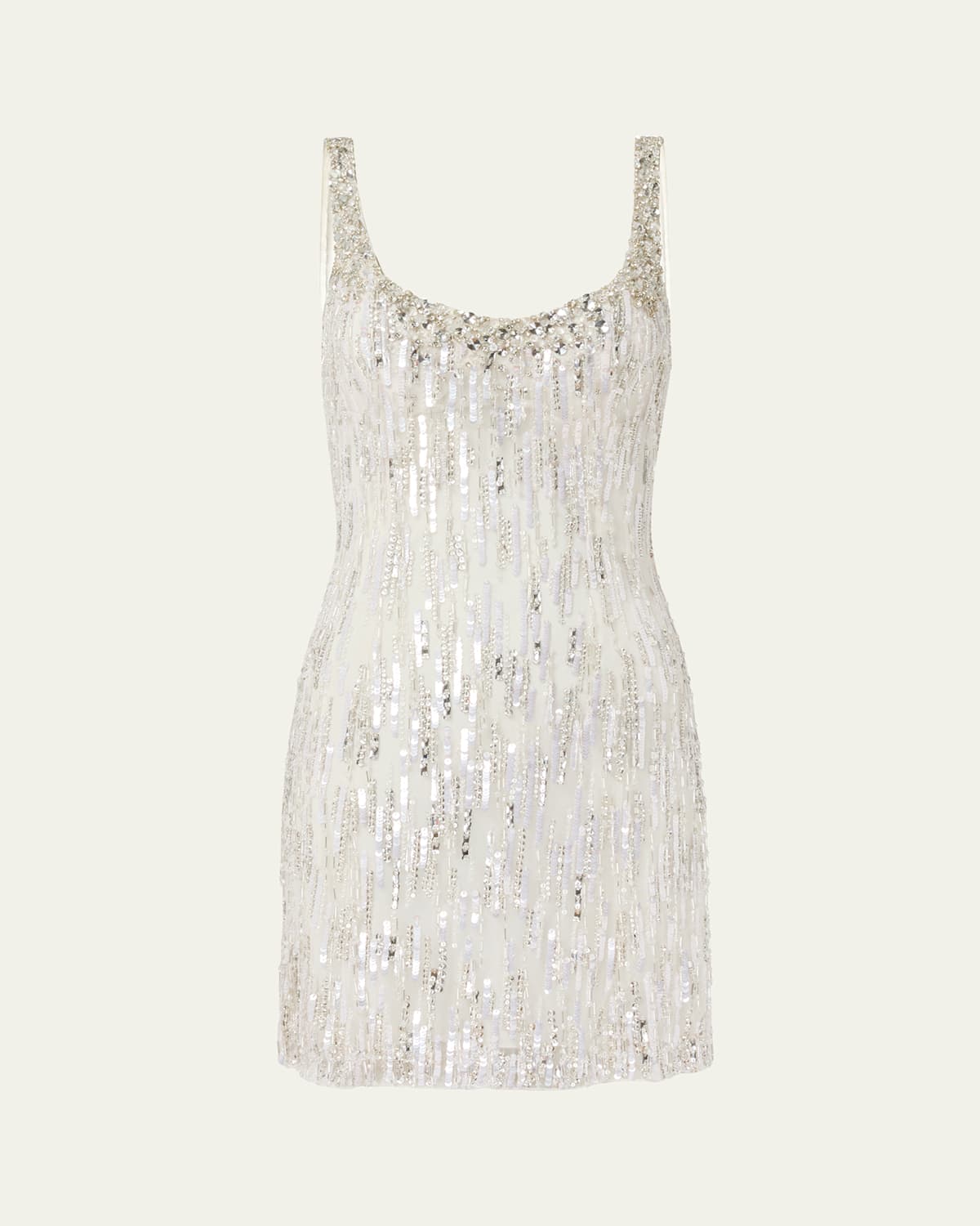 Jenny Packham Shimmer Fringe Crystal Sequined Mini Dress In Ivory
