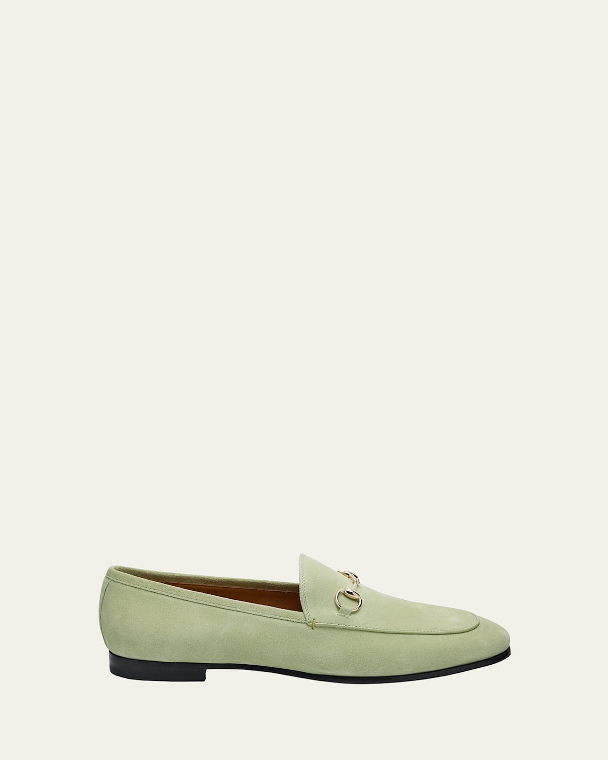 Gucci Jordaan Horsebit-detailed Leather-trimmed Suede Loafers In Sage Leaf