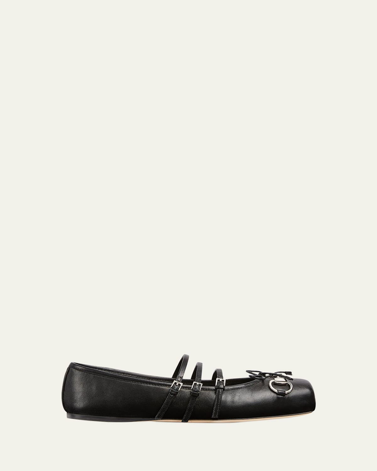 Gucci Ppa Leather Ballet Flats With Horsebit In Black
