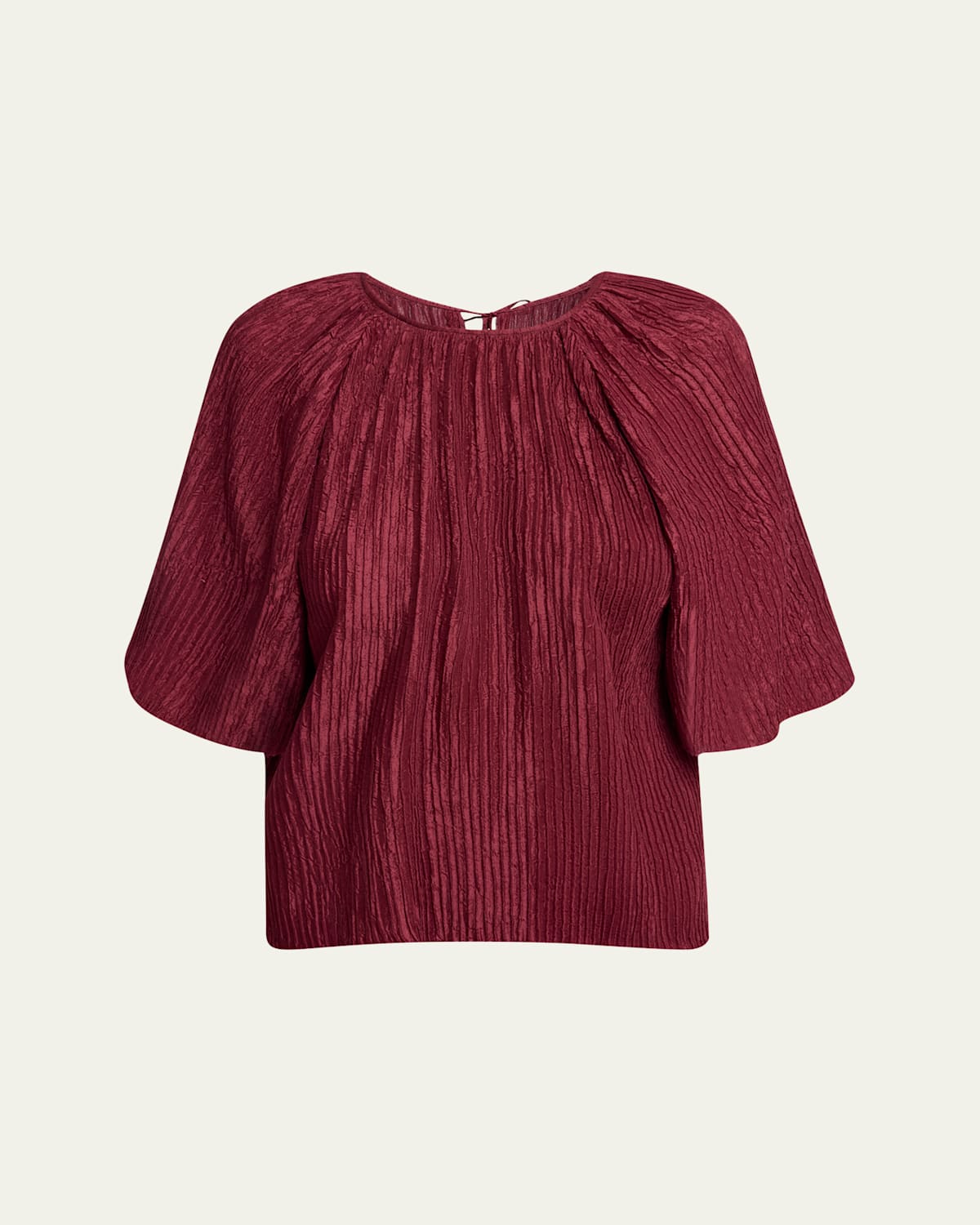 Gabriela Hearst Nula Top In Bordeaux Plisse Silk In Bordeaux